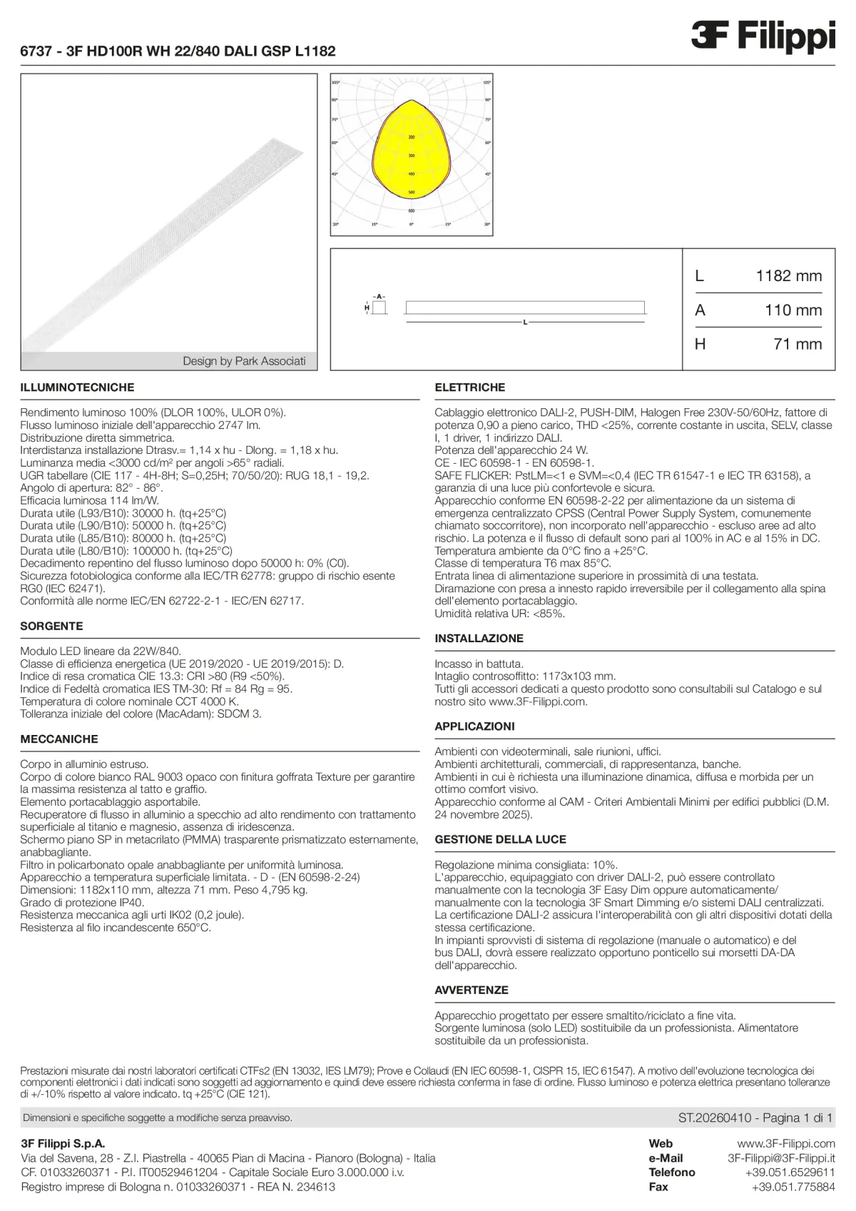 6737 - 3F HD100R WH 22-840 DALI GSP L1182 - Datasheet - it