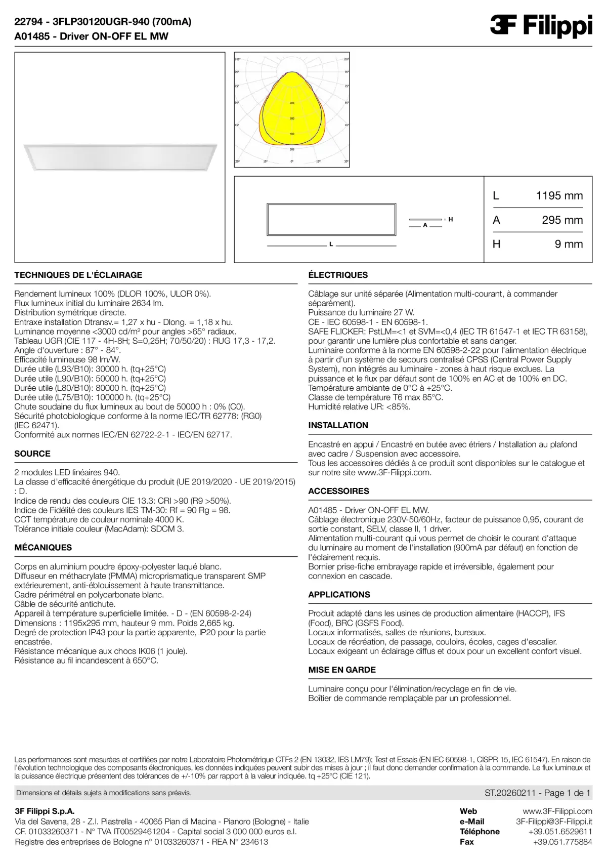 22794+A01485 - 3FLP30120UGR-940 (700mA) + ON-OFF EL MW - Datasheet - fr
