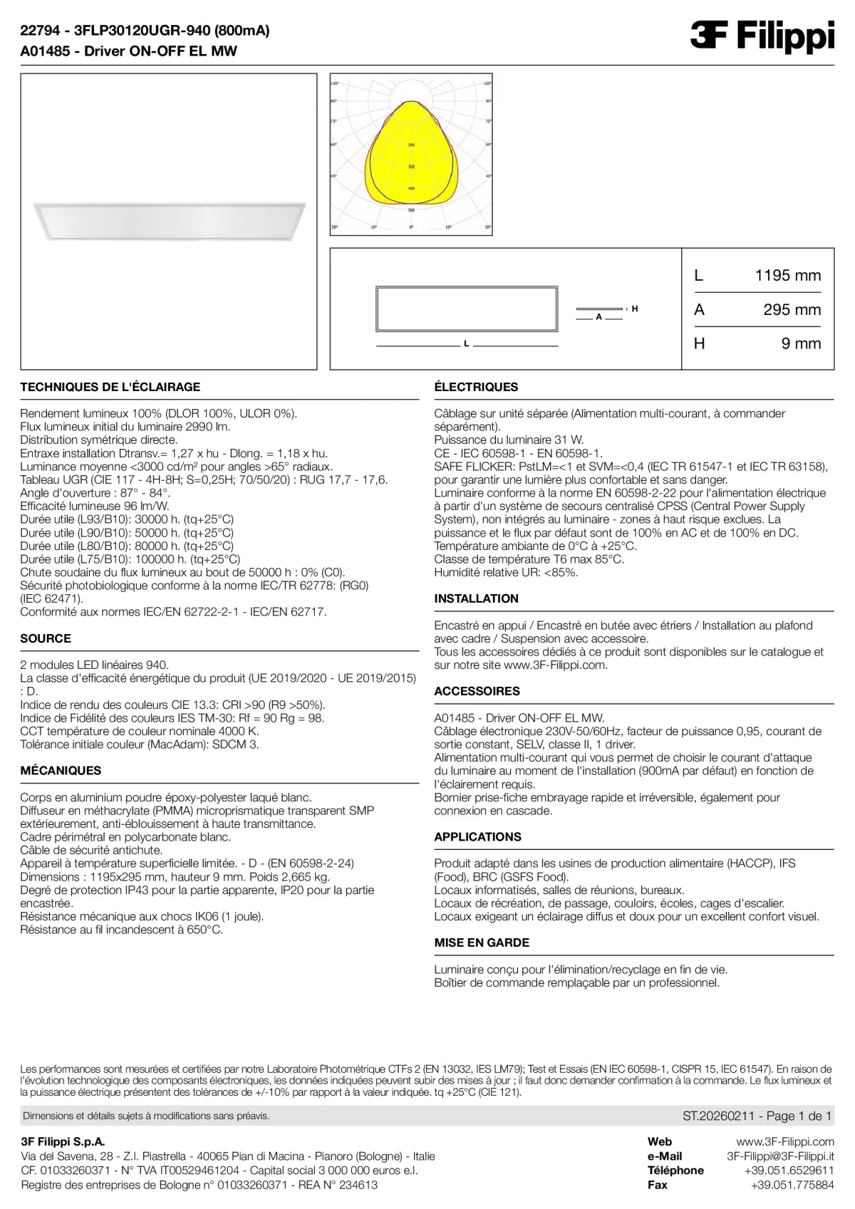 22794+A01485 - 3FLP30120UGR-940 (800mA) + ON-OFF EL MW - Datasheet - fr