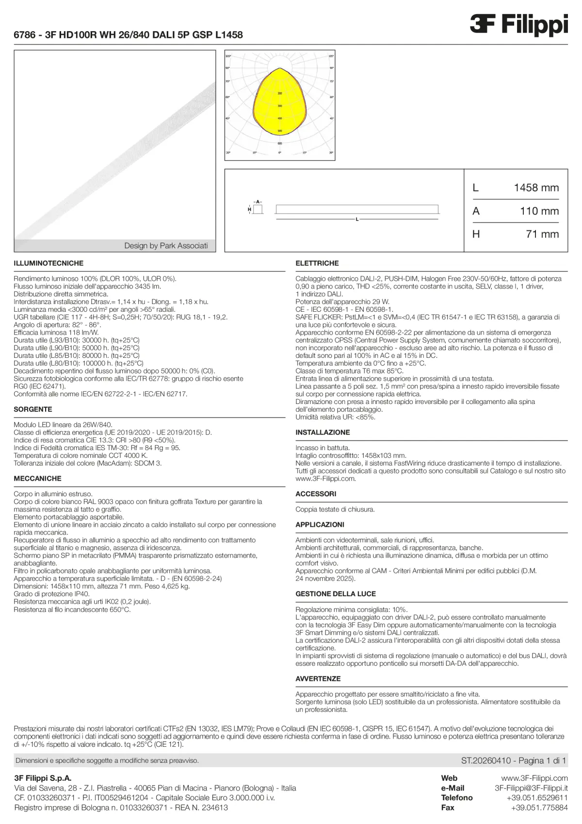6786 - 3F HD100R WH 26-840 DALI 5P GSP L1458 - Datasheet - it