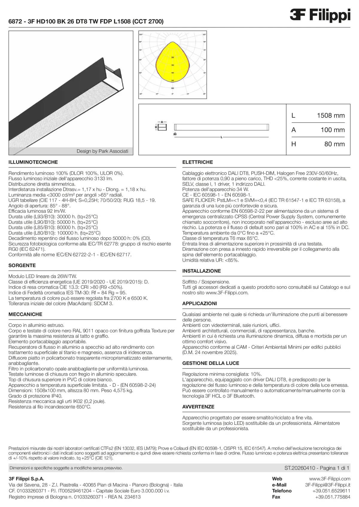 6872 - 3F HD100 BK 26 DT8 TW FDP L1508 (CCT 2700) - Datasheet - it