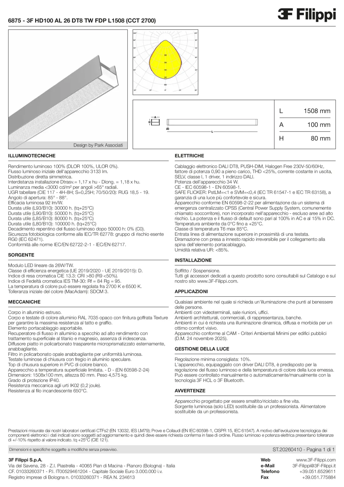 6875 - 3F HD100 AL 26 DT8 TW FDP L1508 (CCT 2700) - Datasheet - it
