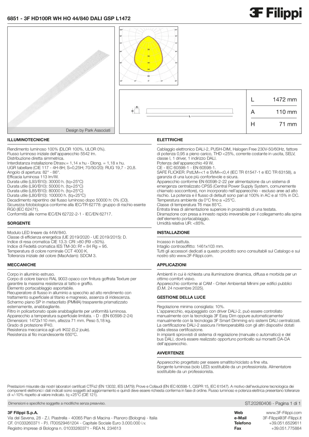 6851 - 3F HD100R WH HO 44-840 DALI GSP L1472 - Datasheet - it