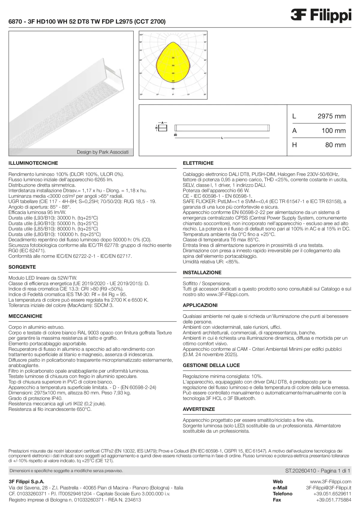 6870 - 3F HD100 WH 52 DT8 TW FDP L2975 (CCT 2700) - Datasheet - it