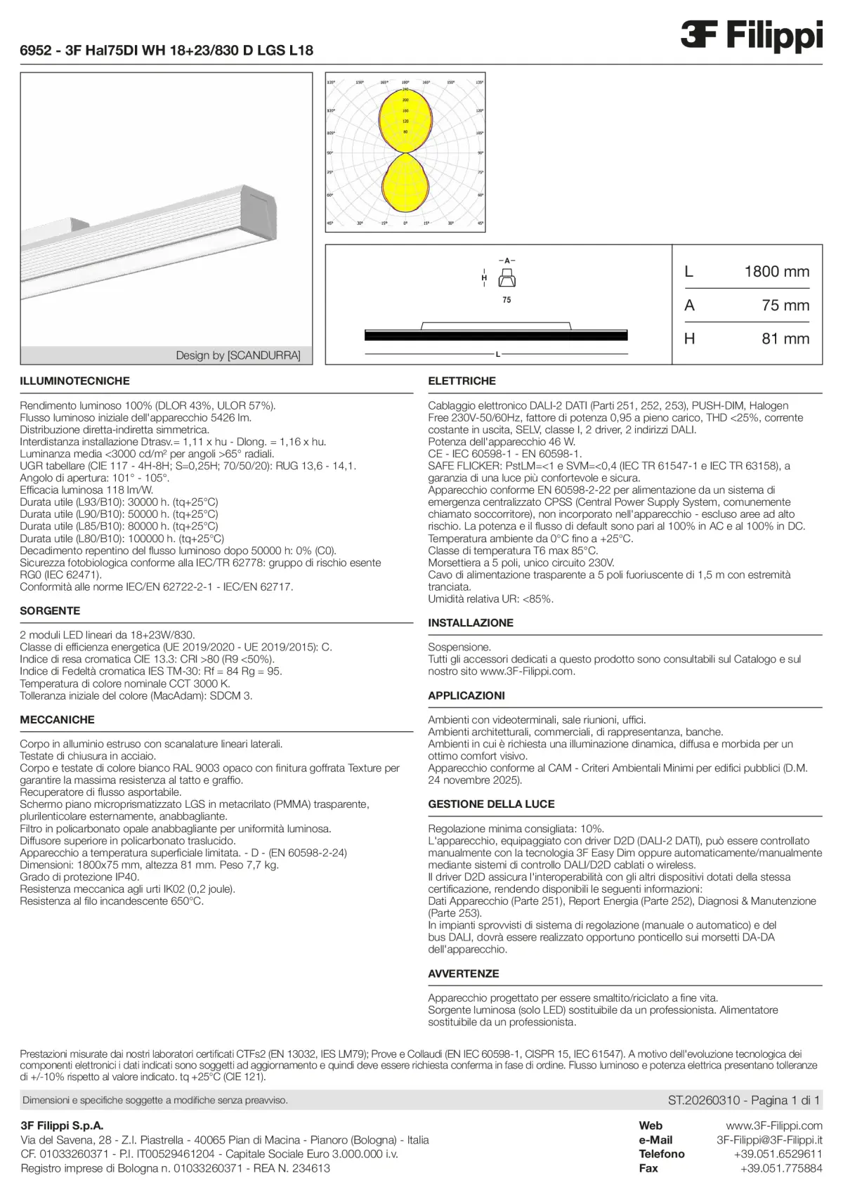 6952 - 3F Hal75DI WH 18+23-830 D LGS L18 - Datasheet - it