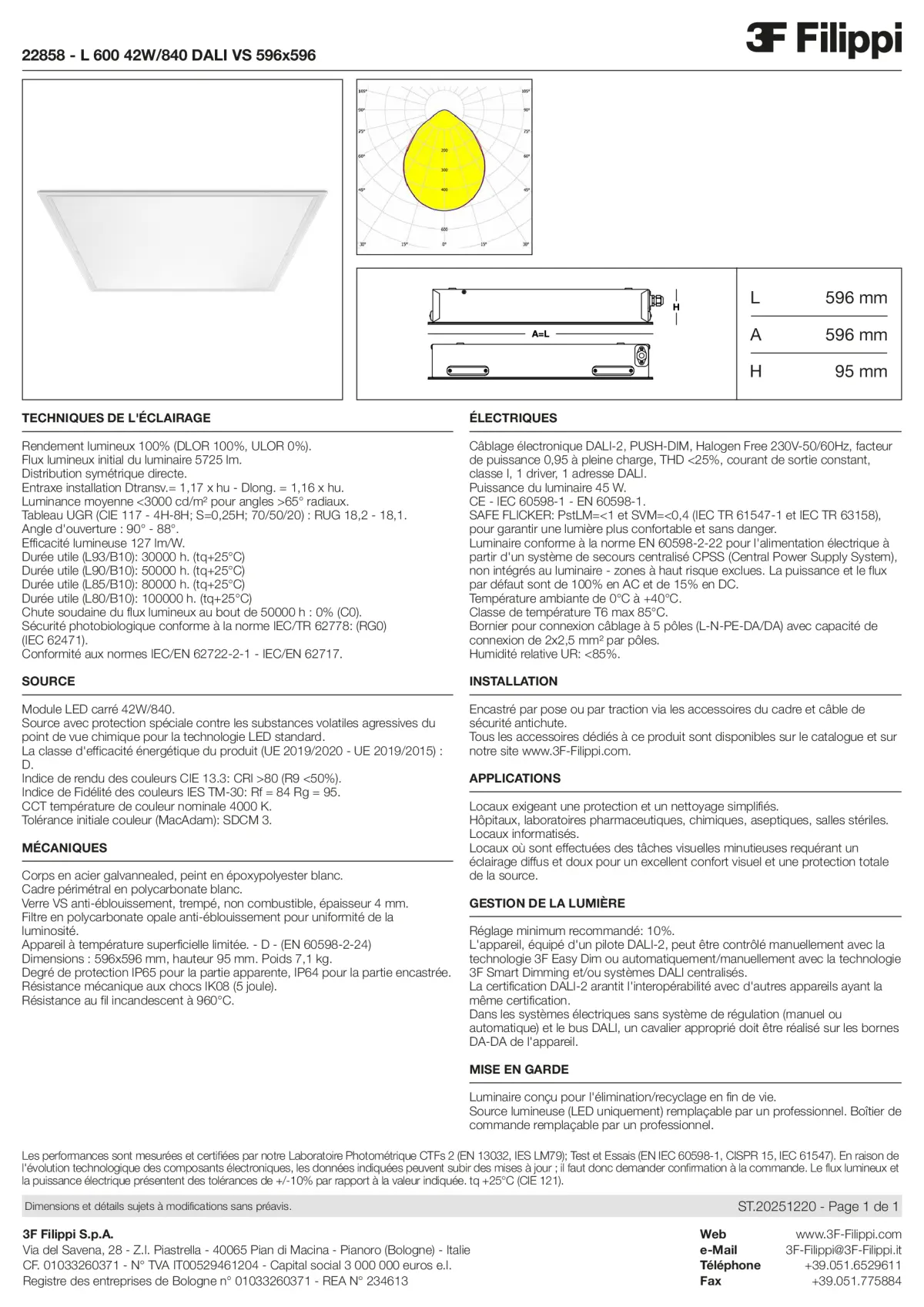 22858 - L 600 42W-840 DALI VS 596x596 - Datasheet - fr