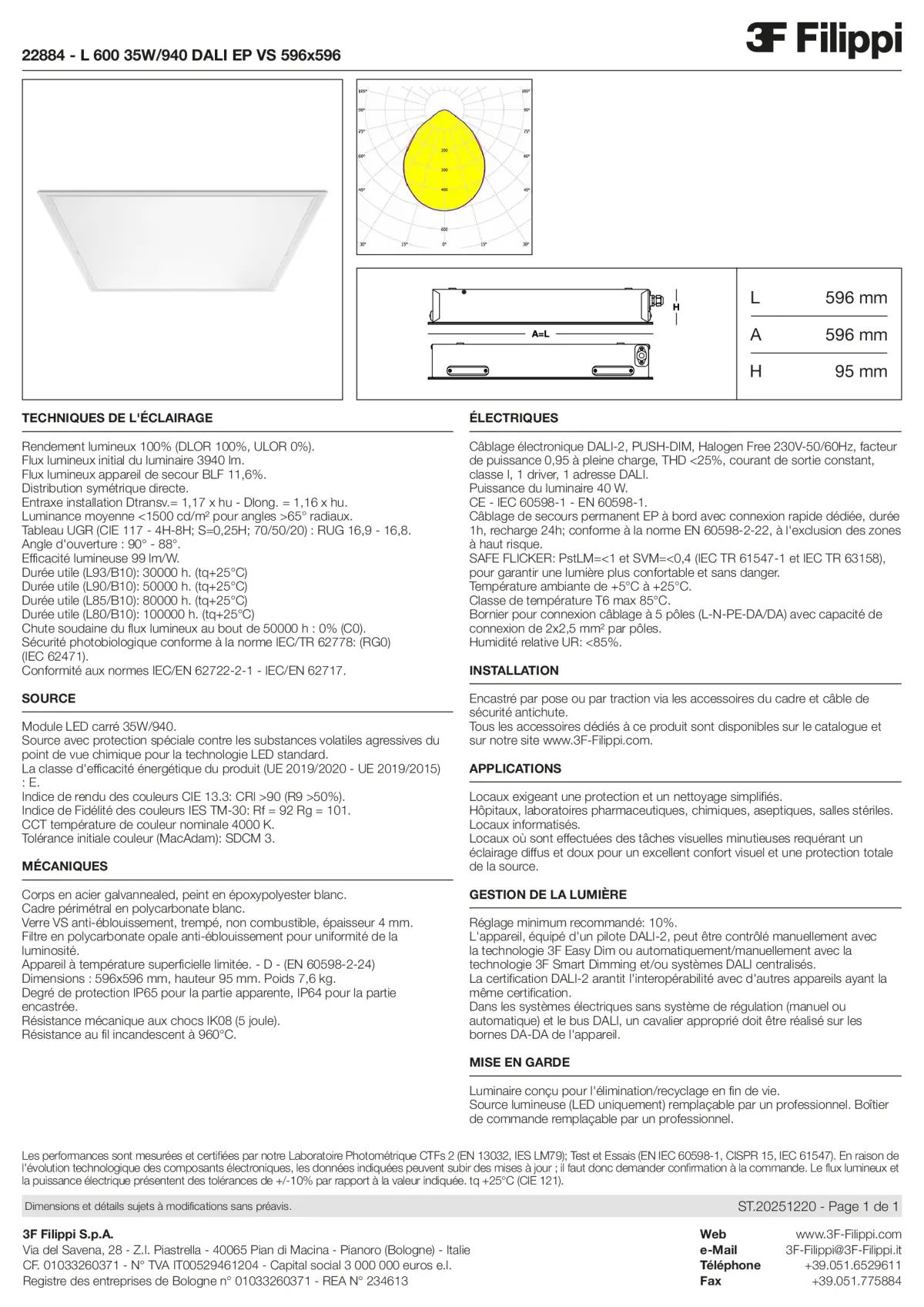 22884 - L 600 35W-940 DALI EP VS 596x596 - Datasheet - fr