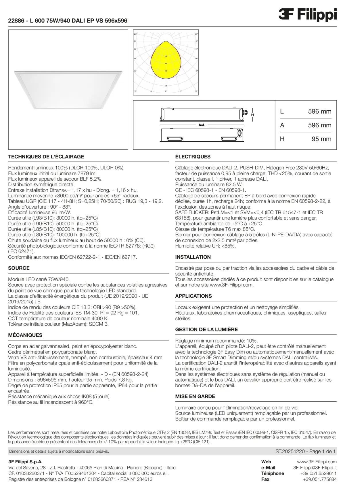22886 - L 600 75W-940 DALI EP VS 596x596 - Datasheet - fr
