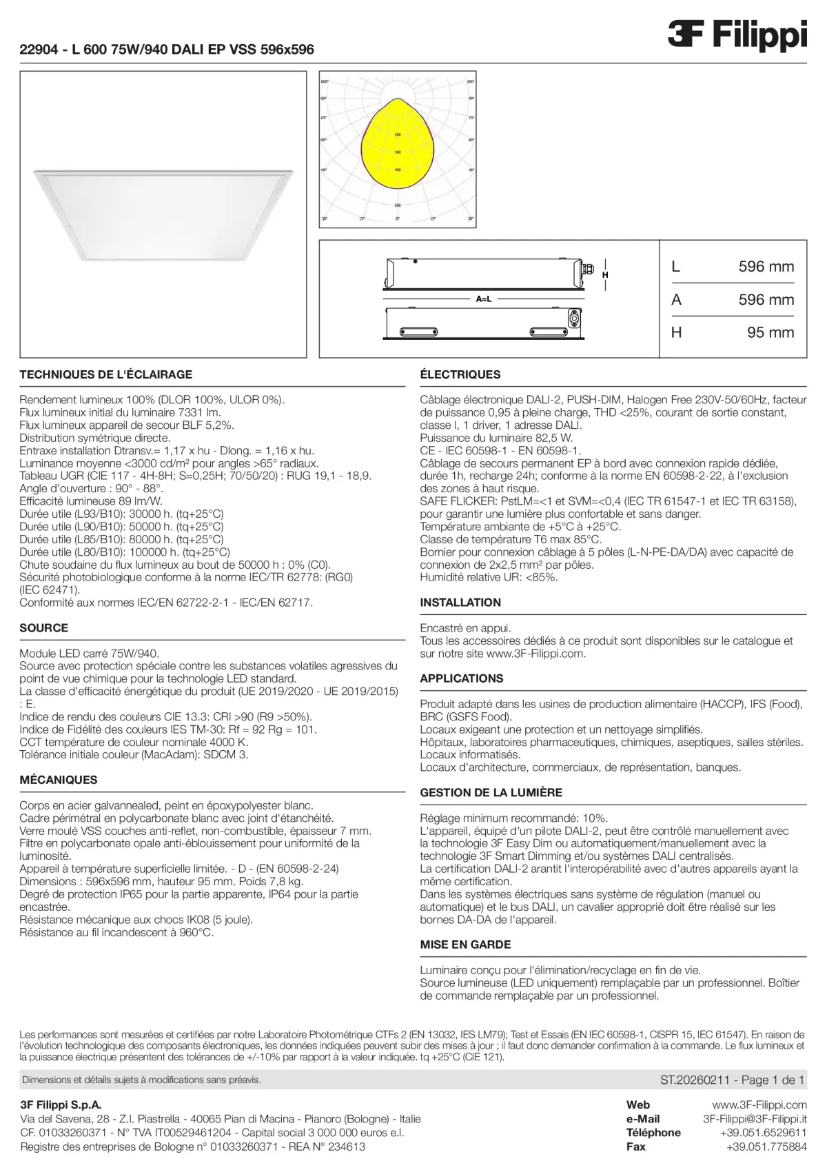 22904 - L 600 75W-940 DALI EP VSS 596x596 - Datasheet - fr
