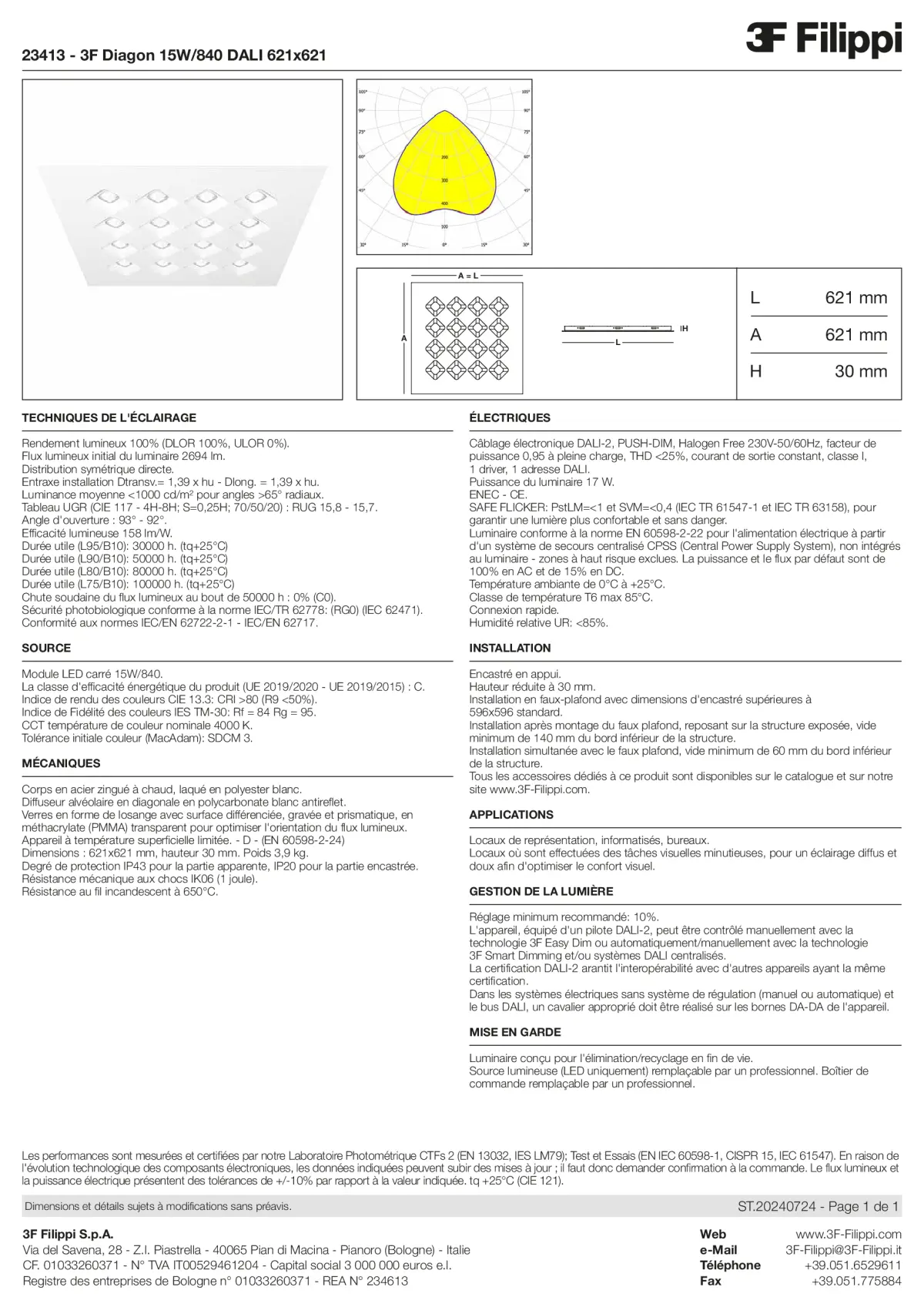 23413 - 3F Diagon 15W-840 DALI 621x621 - Datasheet - fr