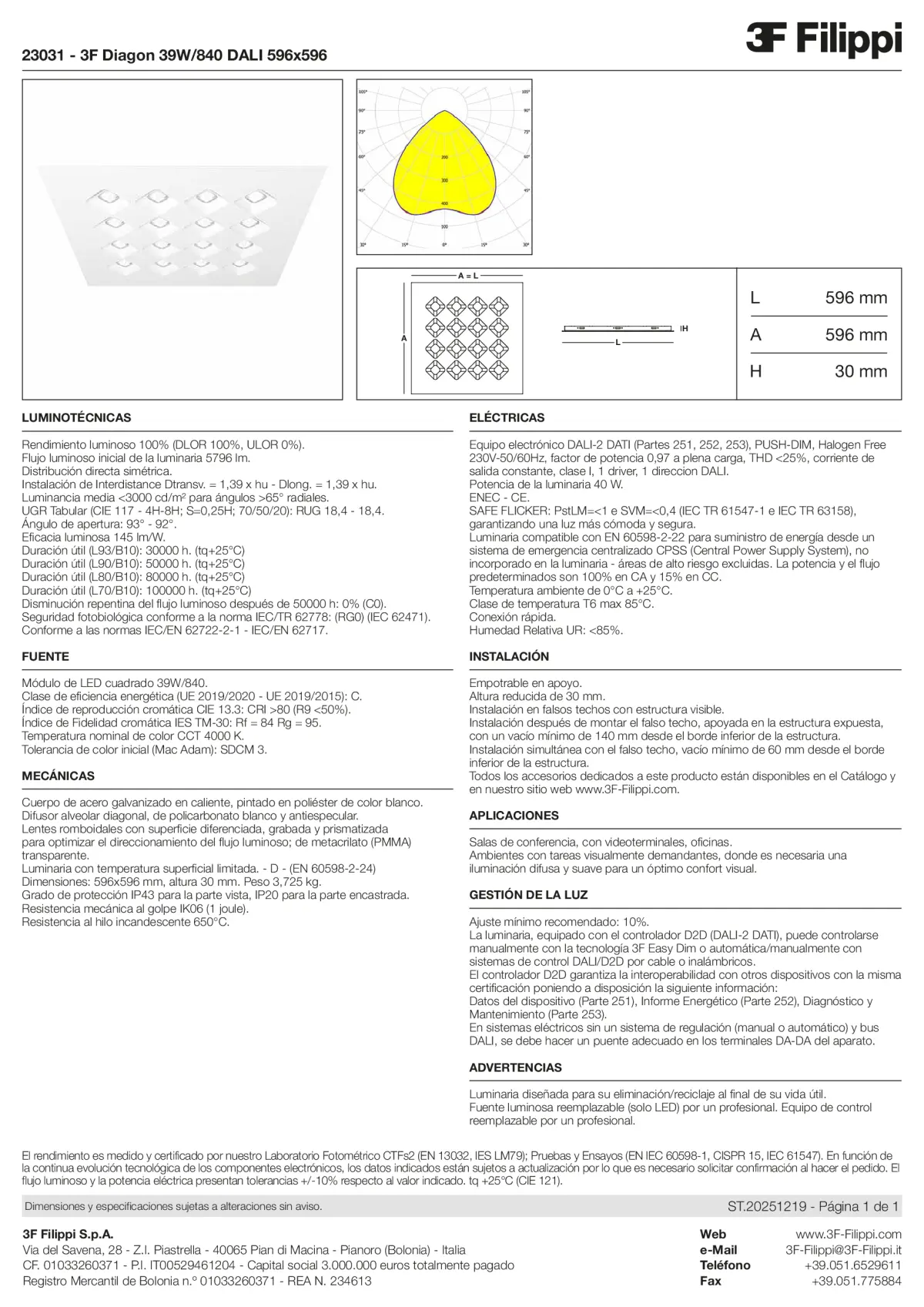23031 - 3F Diagon 39W-840 DALI 596x596 - Datasheet - es