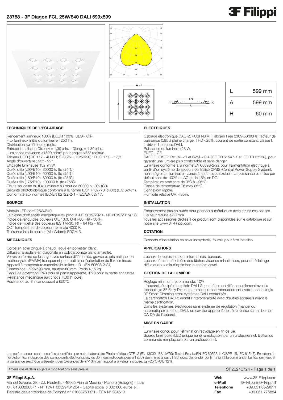 23788 - 3F Diagon FCL 25W-840 DALI 599x599 - Datasheet - fr