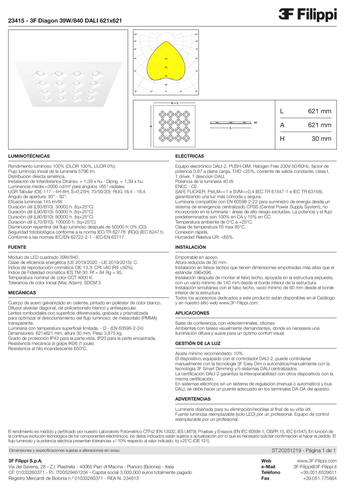 23415 - 3F Diagon 39W-840 DALI 621x621 - Datasheet - es