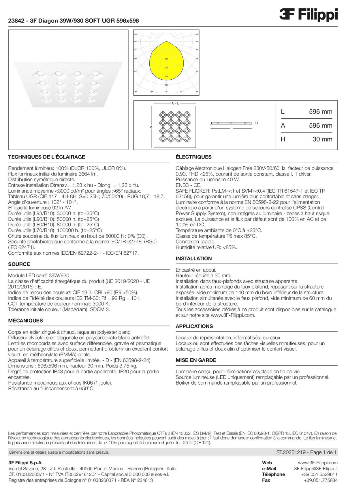 23842 - 3F Diagon 39W-930 SOFT UGR 596x596 - Datasheet - fr