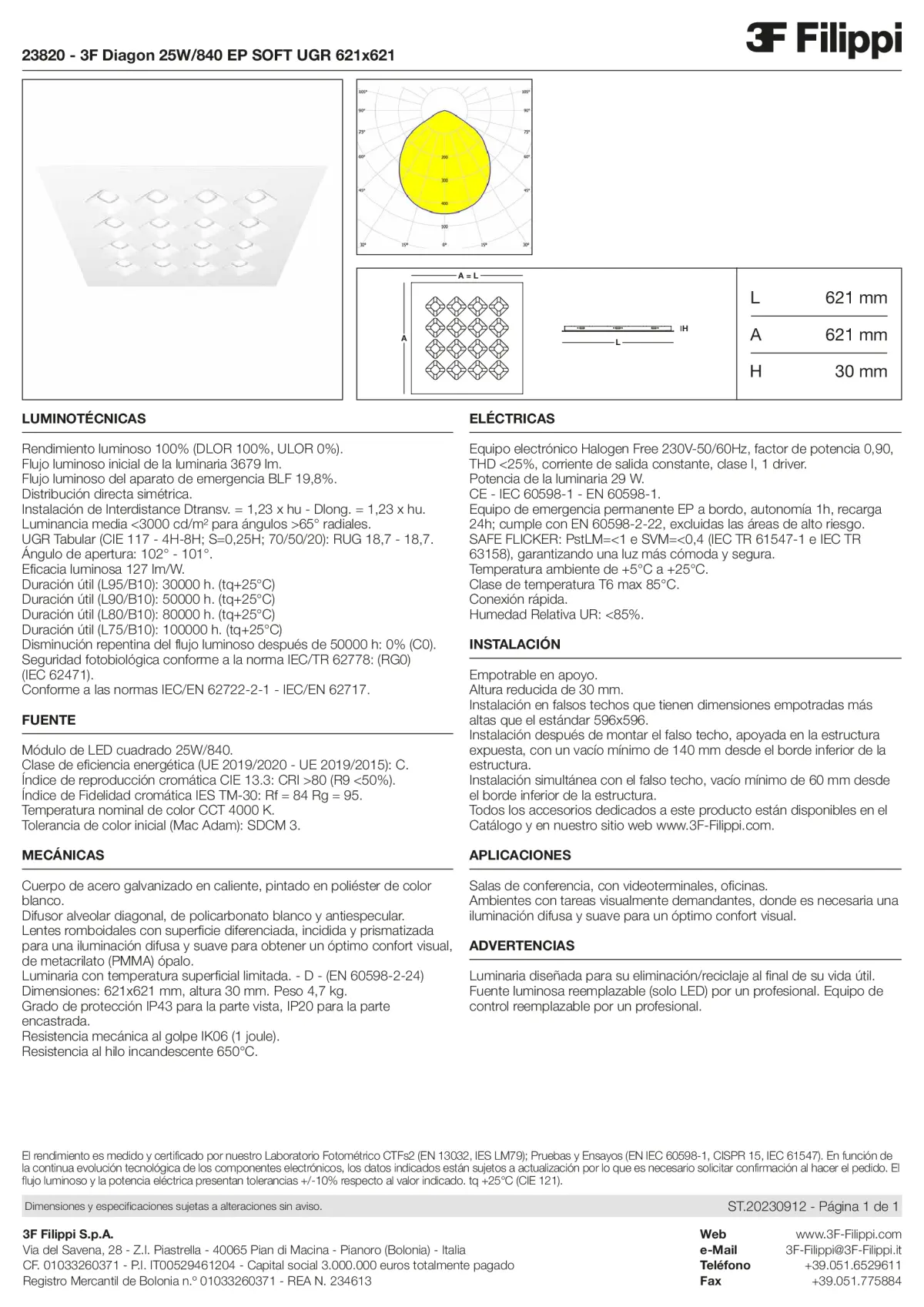 23820 - 3F Diagon 25W-840 EP SOFT UGR 621x621 - Datasheet - es