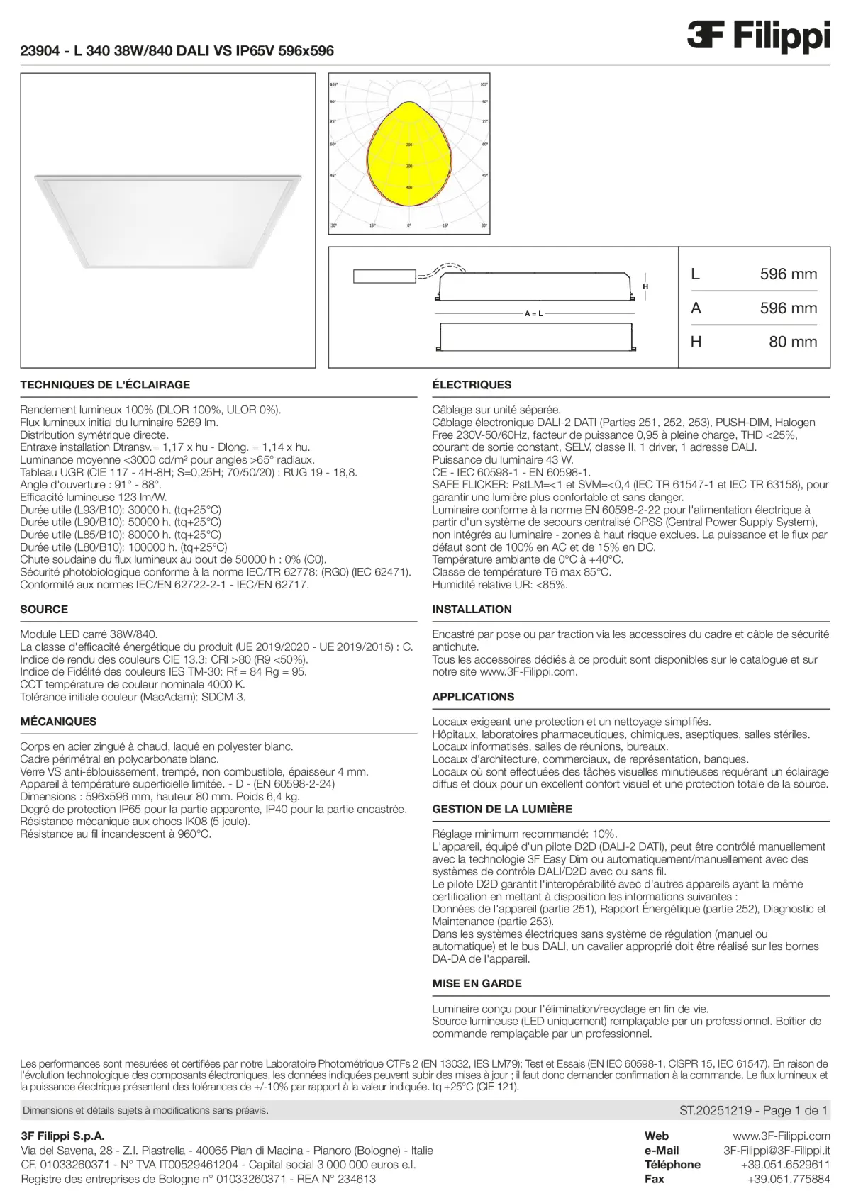 23904 - L 340 38W-840 DALI VS IP65V 596x596 - Datasheet - fr