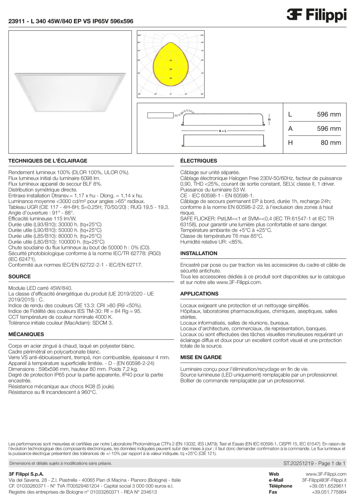 23911 - L 340 45W-840 EP VS IP65V 596x596 - Datasheet - fr