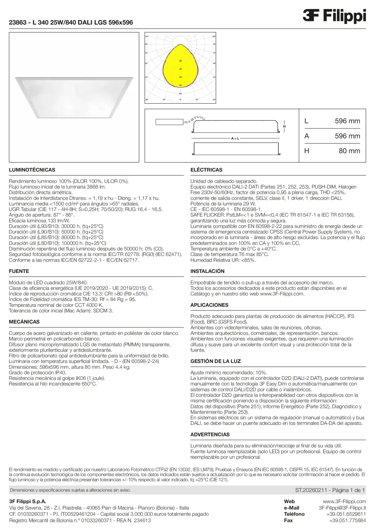 23863 - L 340 25W-840 DALI LGS 596x596 - Datasheet - es