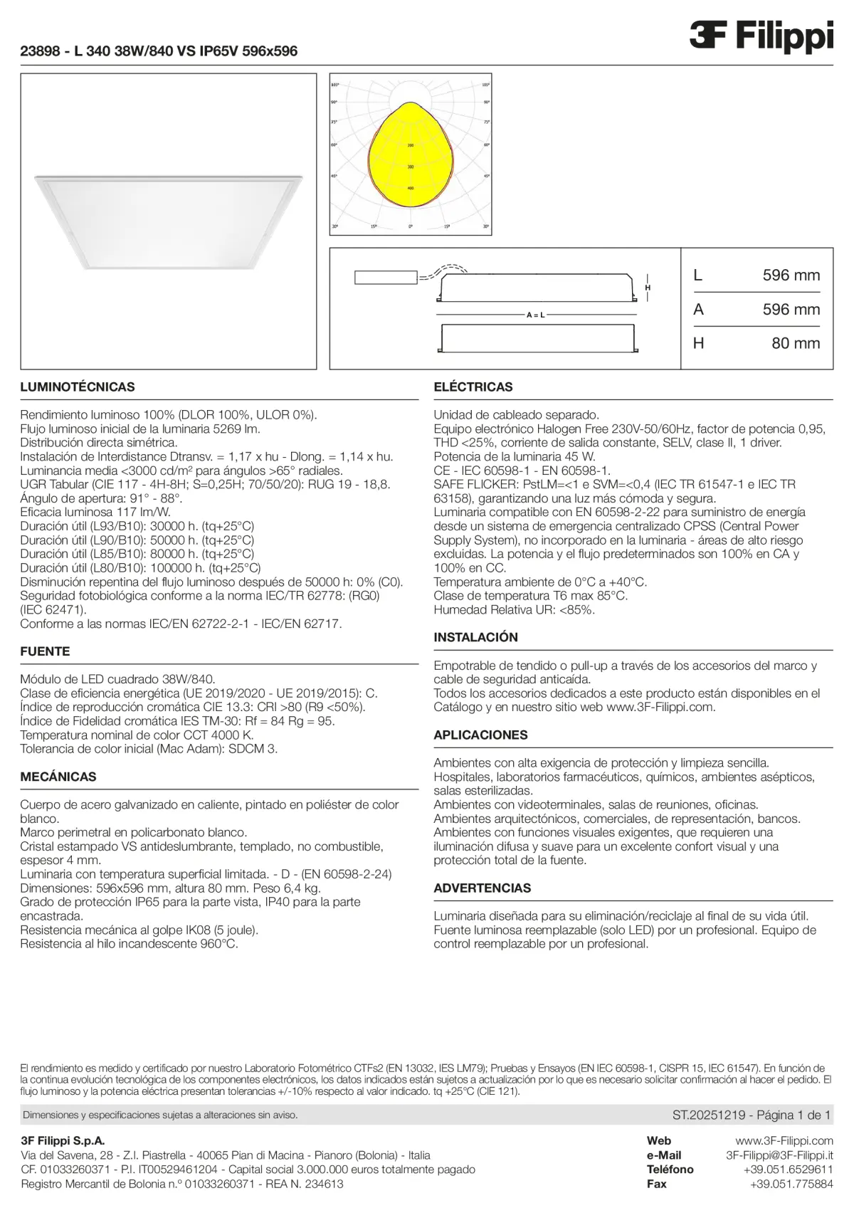 23898 - L 340 38W-840 VS IP65V 596x596 - Datasheet - es