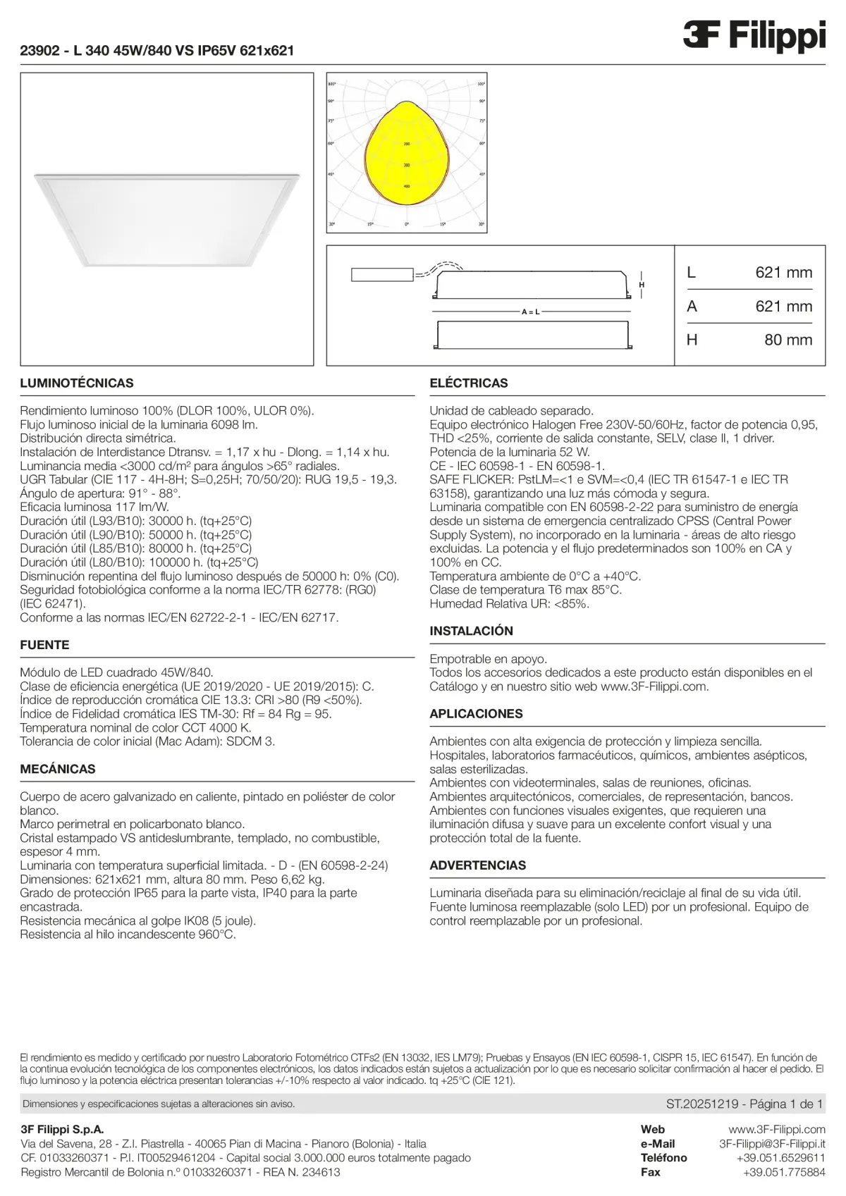 23902 - L 340 45W-840 VS IP65V 621x621 - Datasheet - es