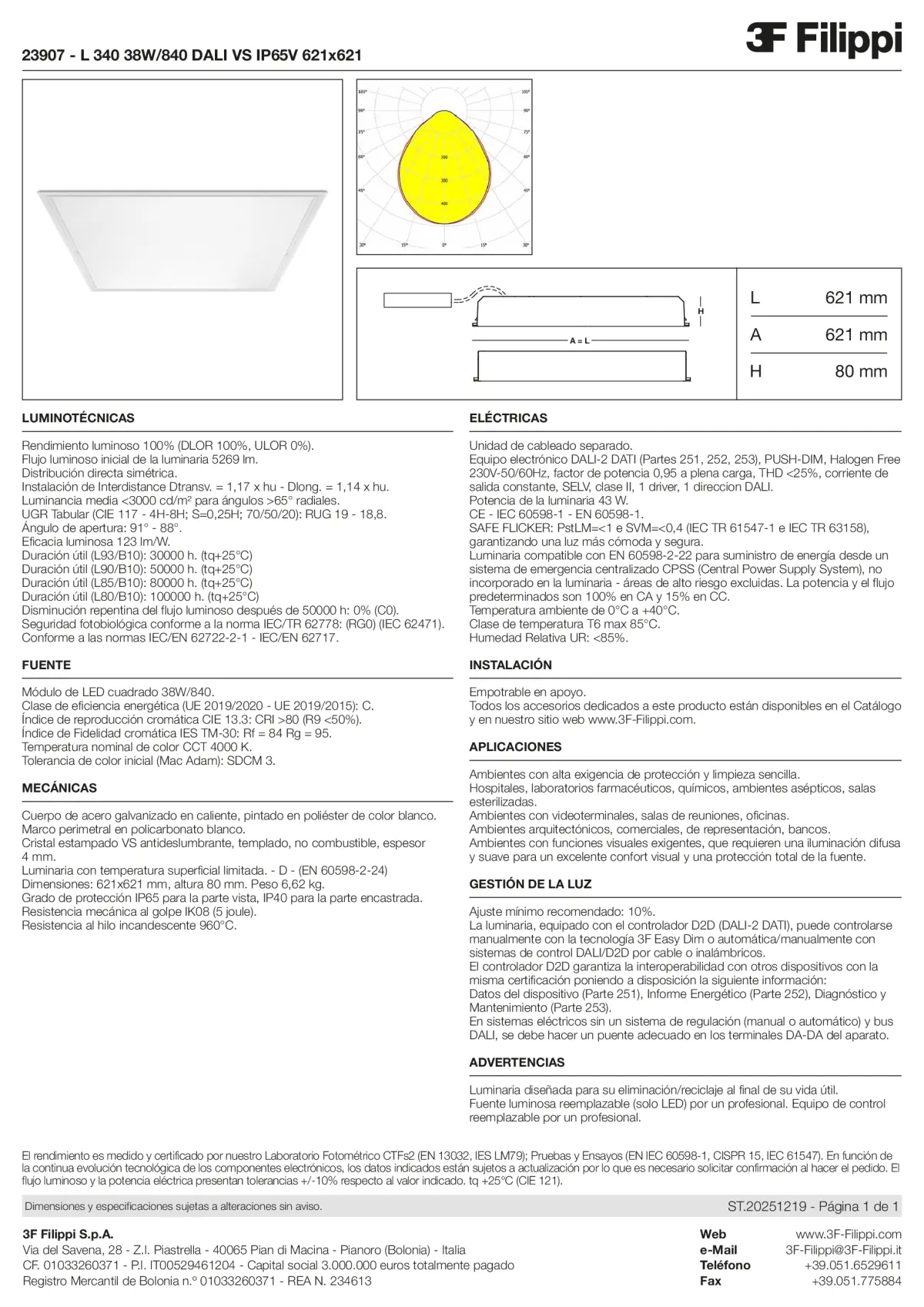 23907 - L 340 38W-840 DALI VS IP65V 621x621 - Datasheet - es