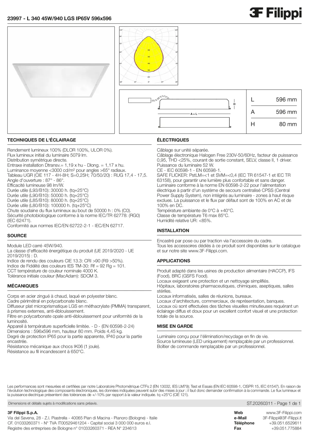 23997 - L 340 45W-940 LGS IP65V 596x596 - Datasheet - fr
