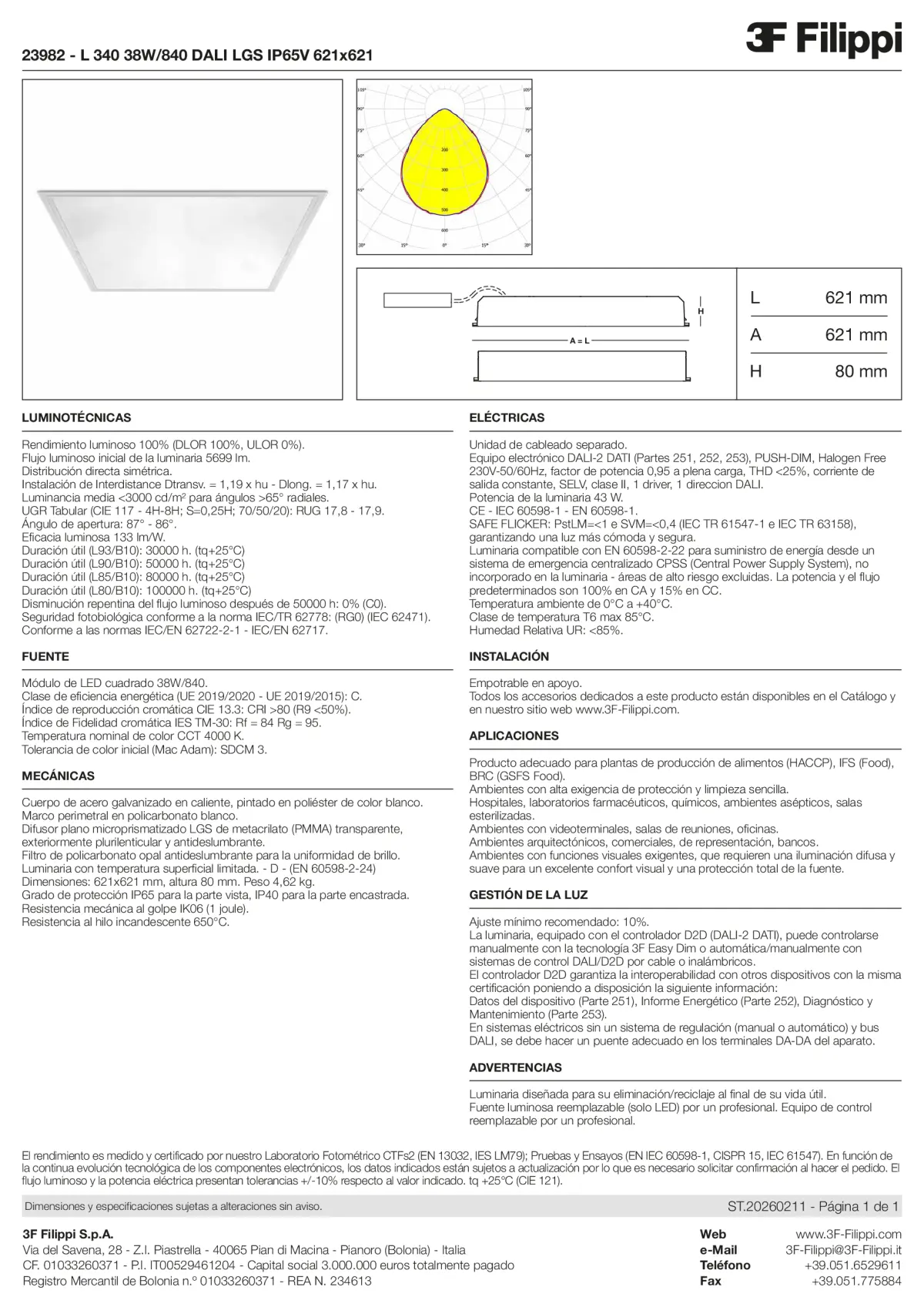 23982 - L 340 38W-840 DALI LGS IP65V 621x621 - Datasheet - es
