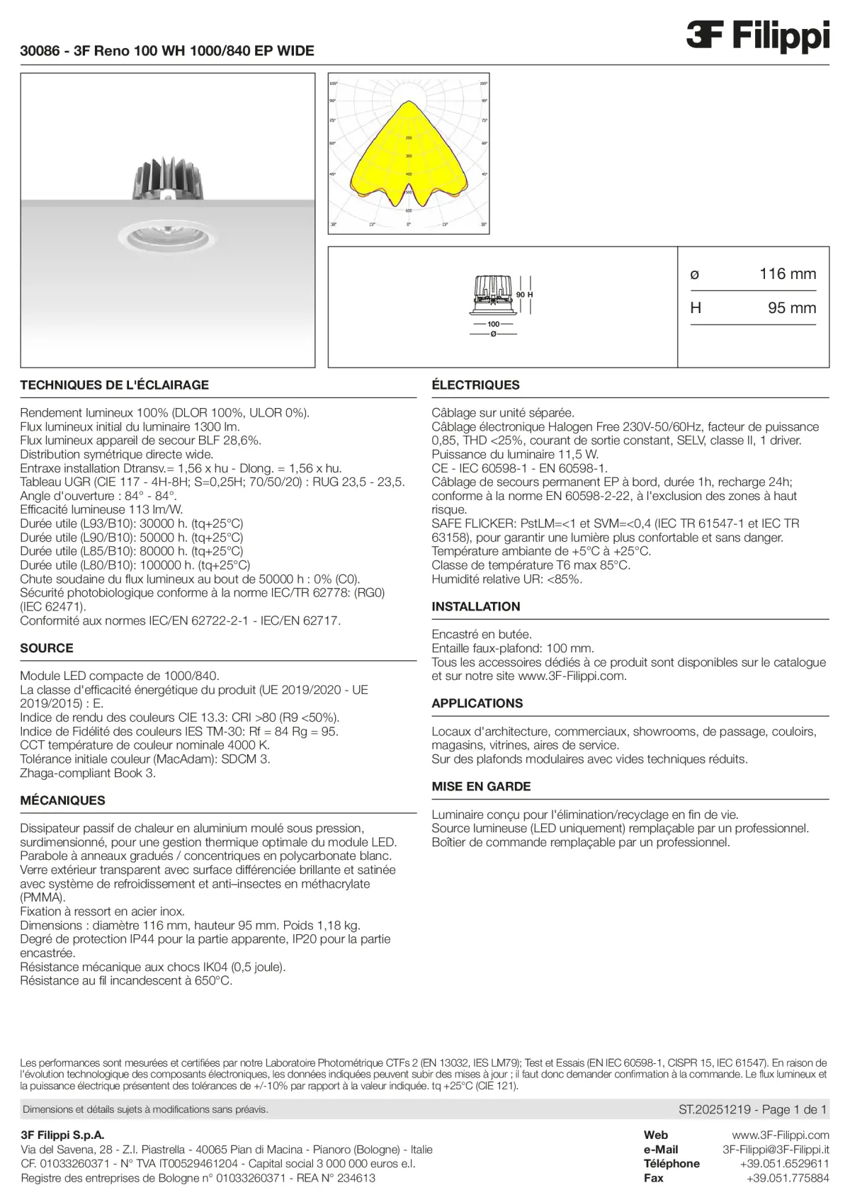 30086 - 3F Reno 100 WH 1000-840 EP WIDE - Datasheet - fr