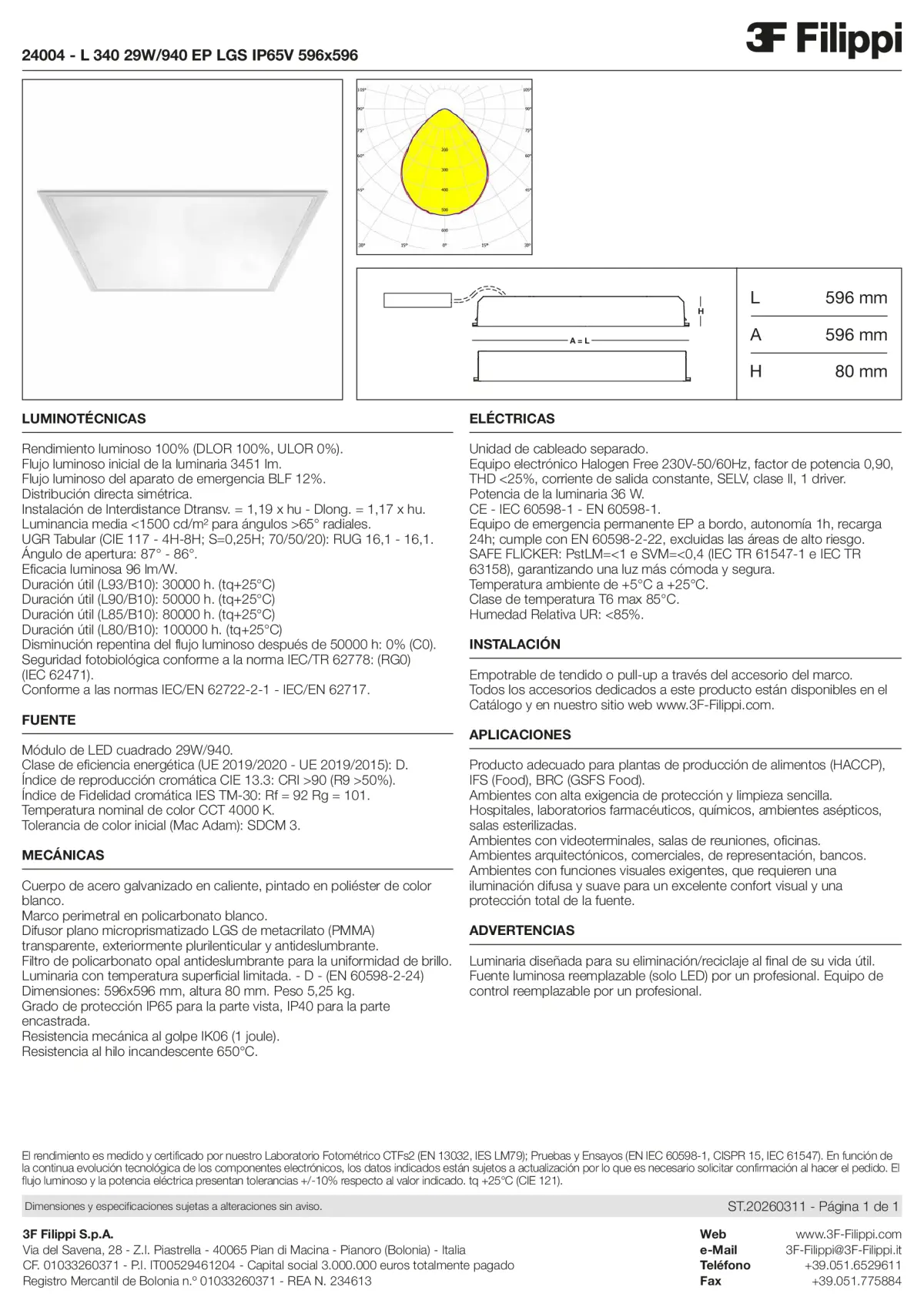24004 - L 340 29W-940 EP LGS IP65V 596x596 - Datasheet - es