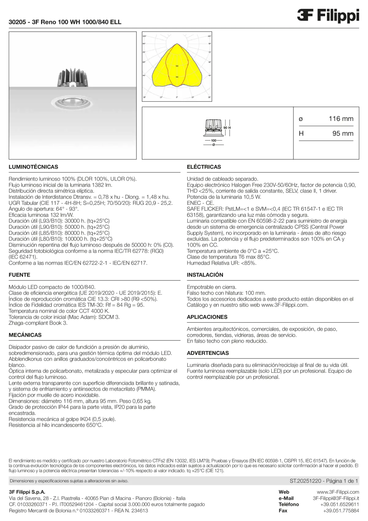 30205 - 3F Reno 100 WH 1000-840 ELL - Datasheet - es