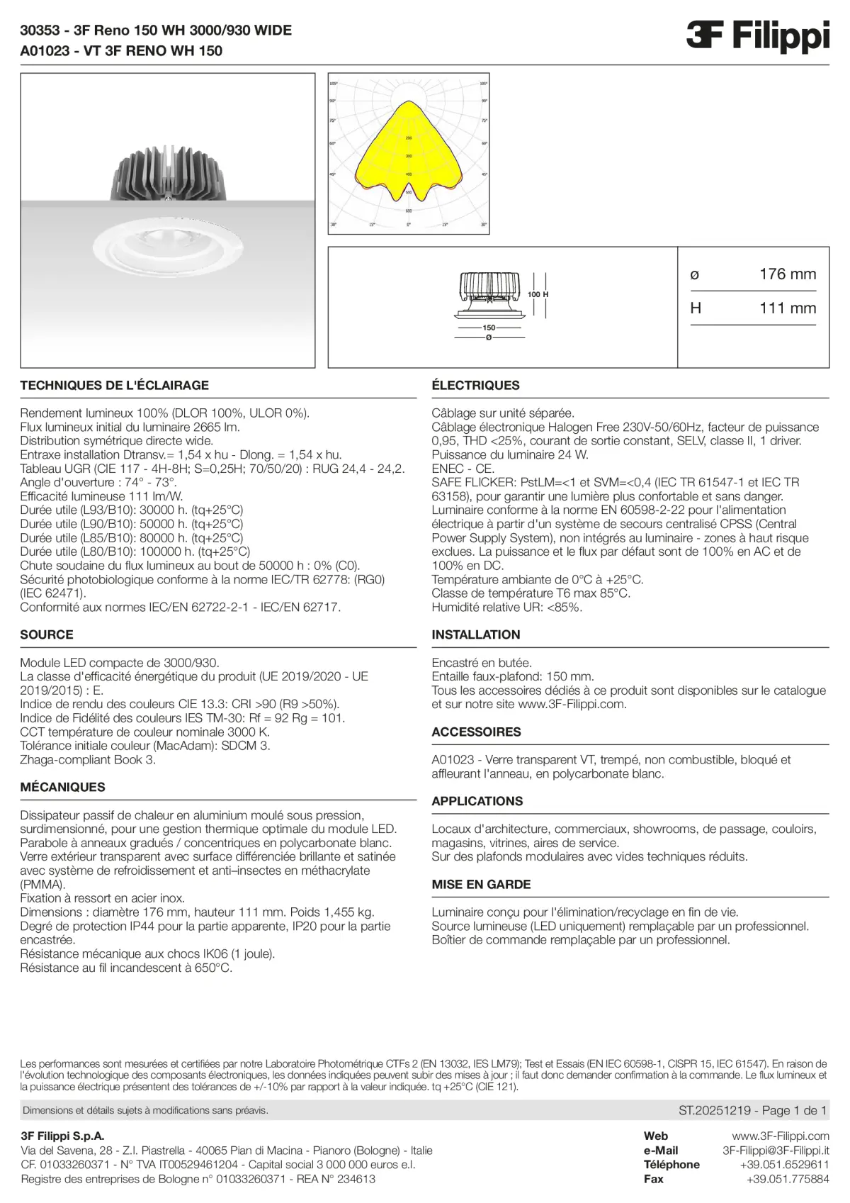 30353+A01023 - 3F Reno 150 WH 3000-930 WIDE + VT WH - Datasheet - fr