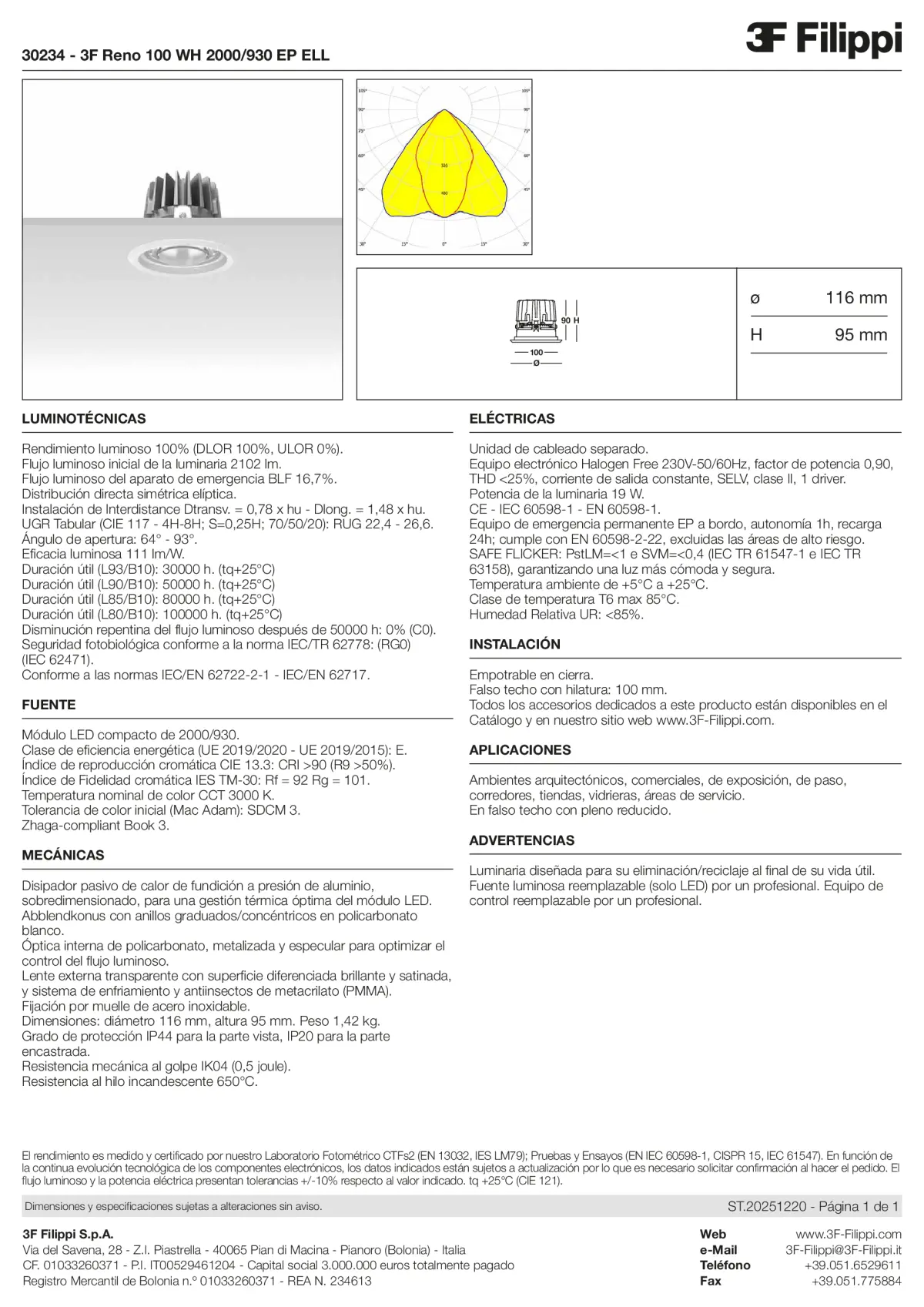 30234 - 3F Reno 100 WH 2000-930 EP ELL - Datasheet - es