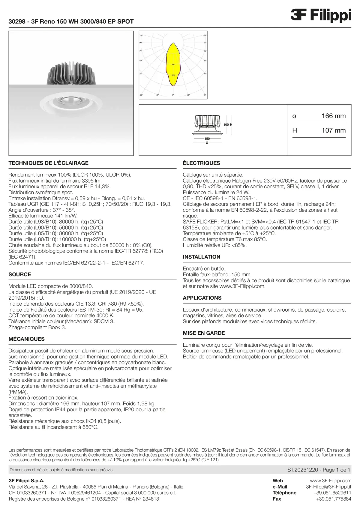 30298 - 3F Reno 150 WH 3000-840 EP SPOT - Datasheet - fr