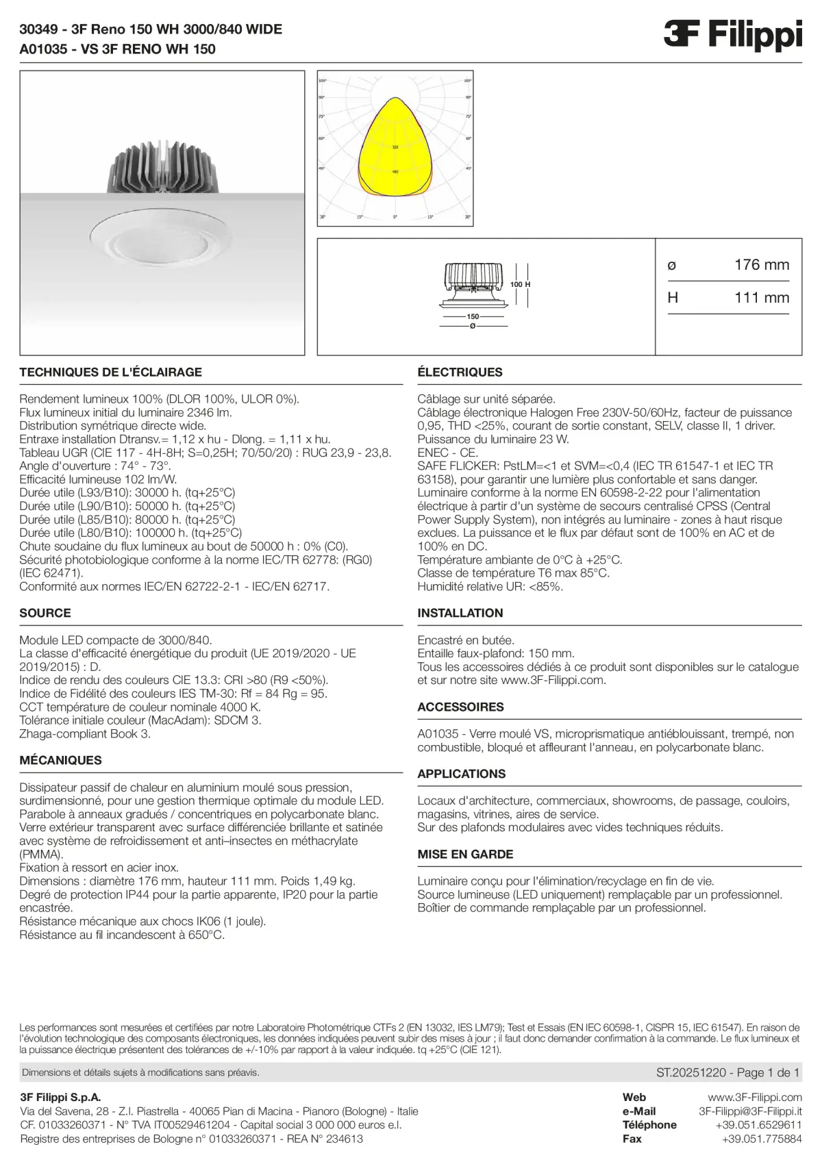30349+A01035 - 3F Reno 150 WH 3000-840 WIDE + VS WH - Datasheet - fr
