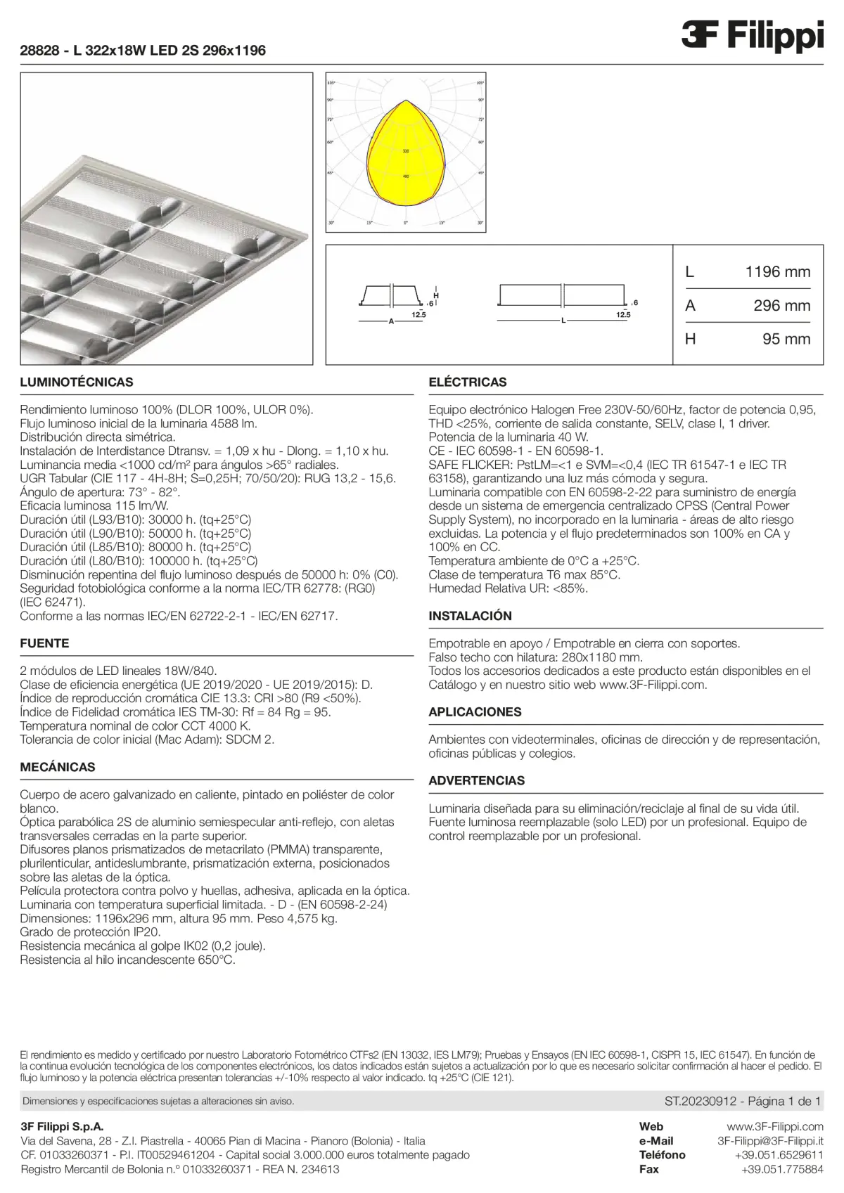 28828 - L 322x18W LED 2S 296x1196 - Datasheet - es