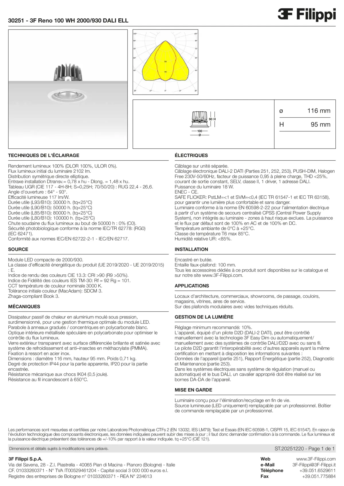 30251 - 3F Reno 100 WH 2000-930 DALI ELL - Datasheet - fr