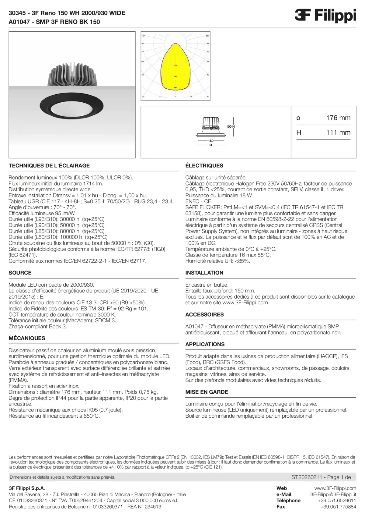 30345+A01047 - 3F Reno 150 WH 2000-930 WIDE + SMP BK - Datasheet - fr