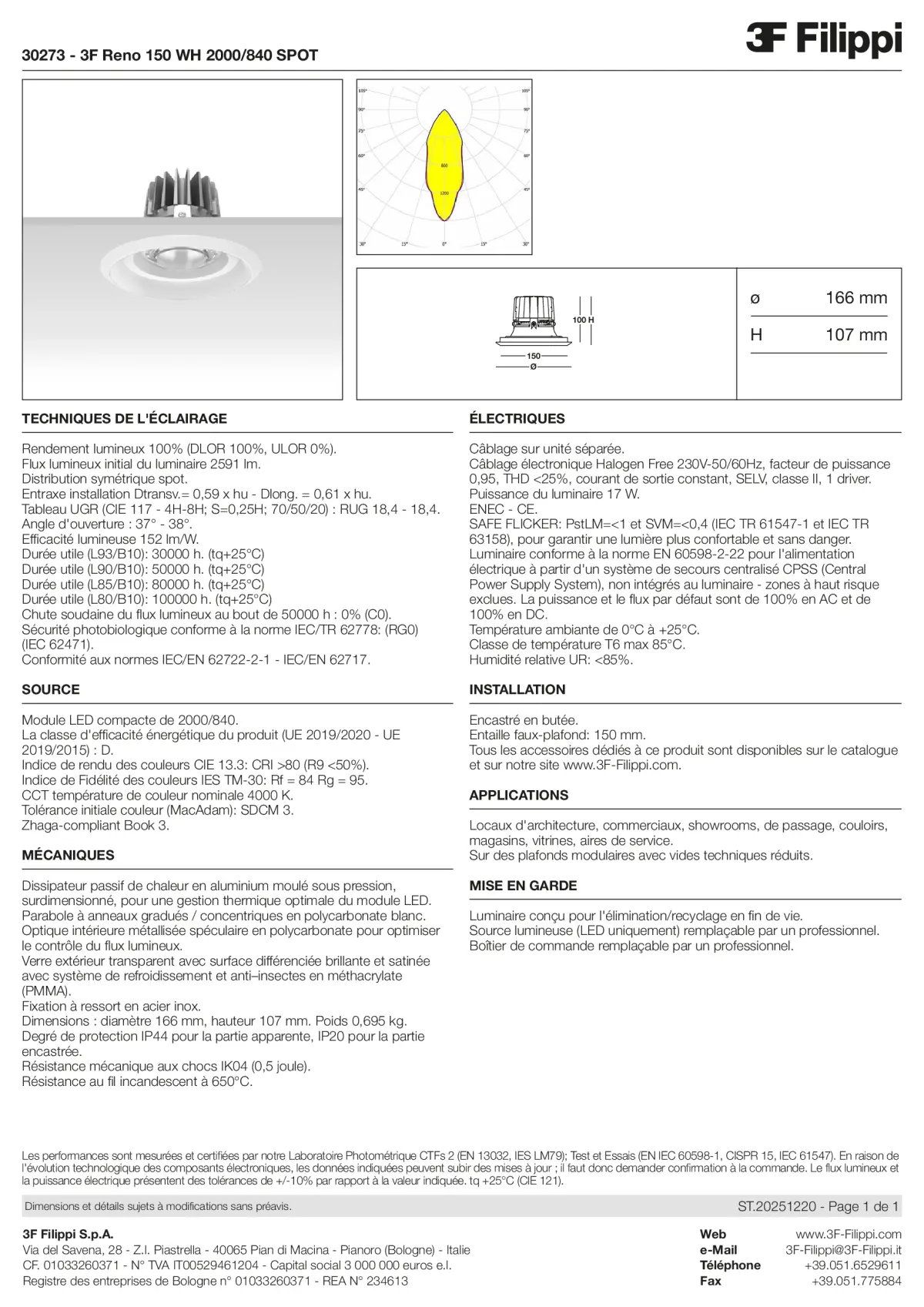 30273 - 3F Reno 150 WH 2000-840 SPOT - Datasheet - fr