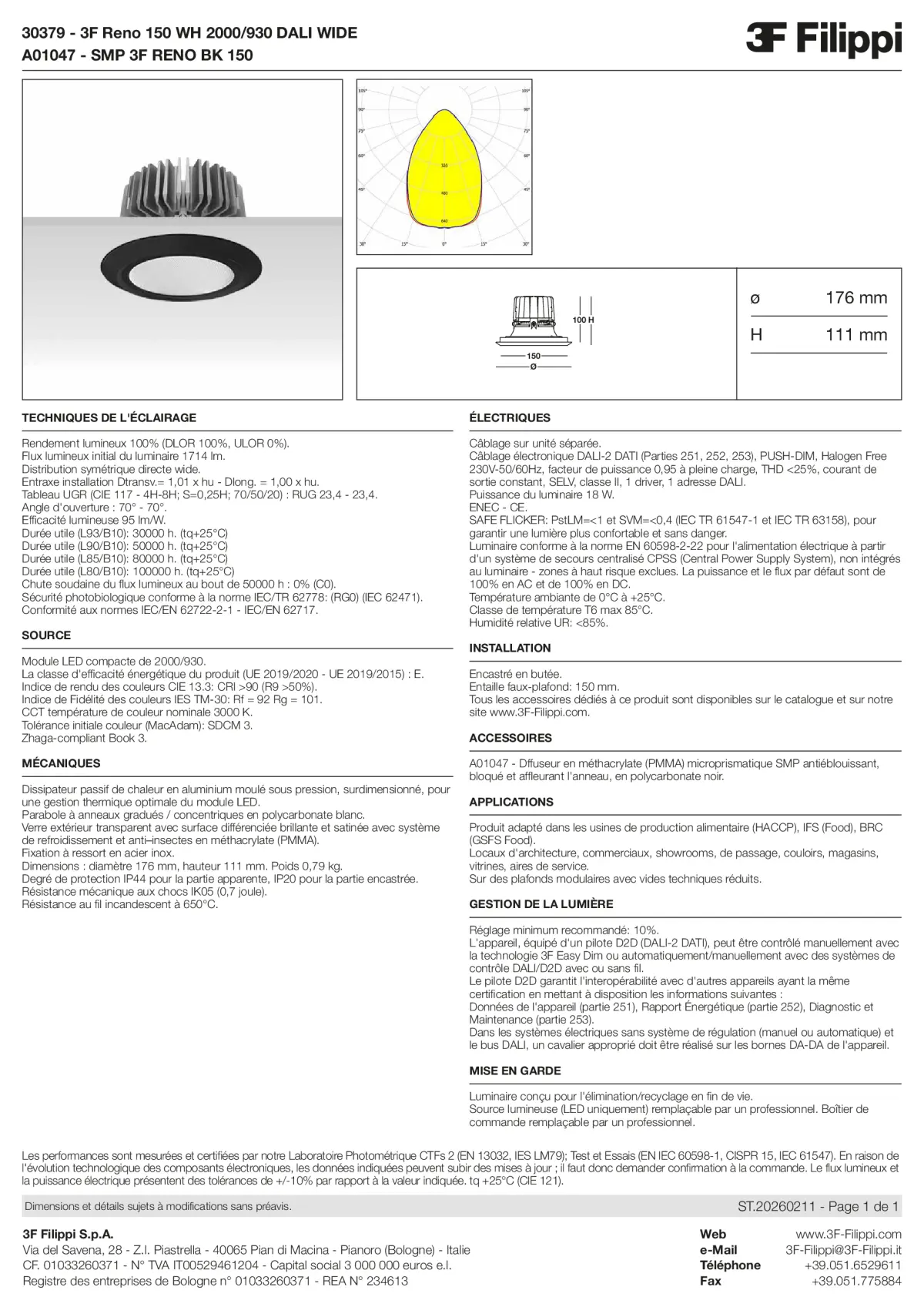 30379+A01047 - 3F Reno 150 WH 2000-930 DALI WIDE + SMP BK - Datasheet - fr