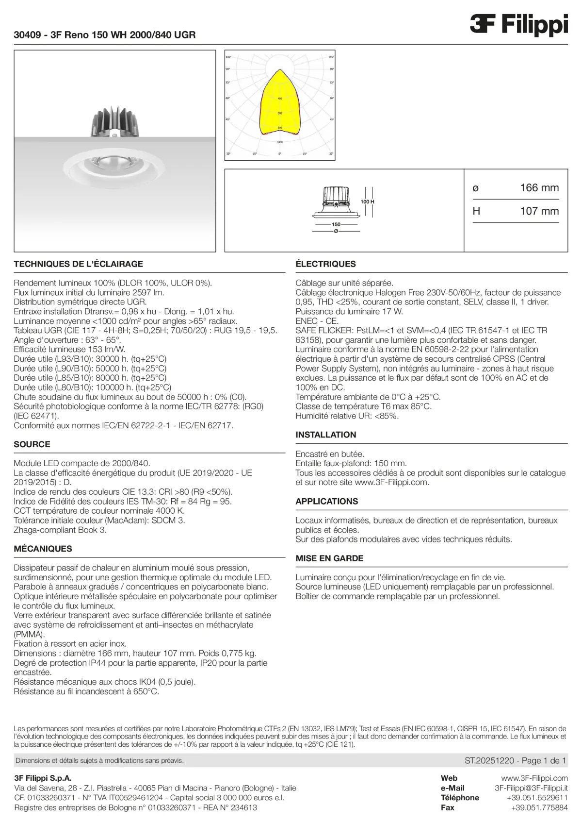 30409 - 3F Reno 150 WH 2000-840 UGR - Datasheet - fr
