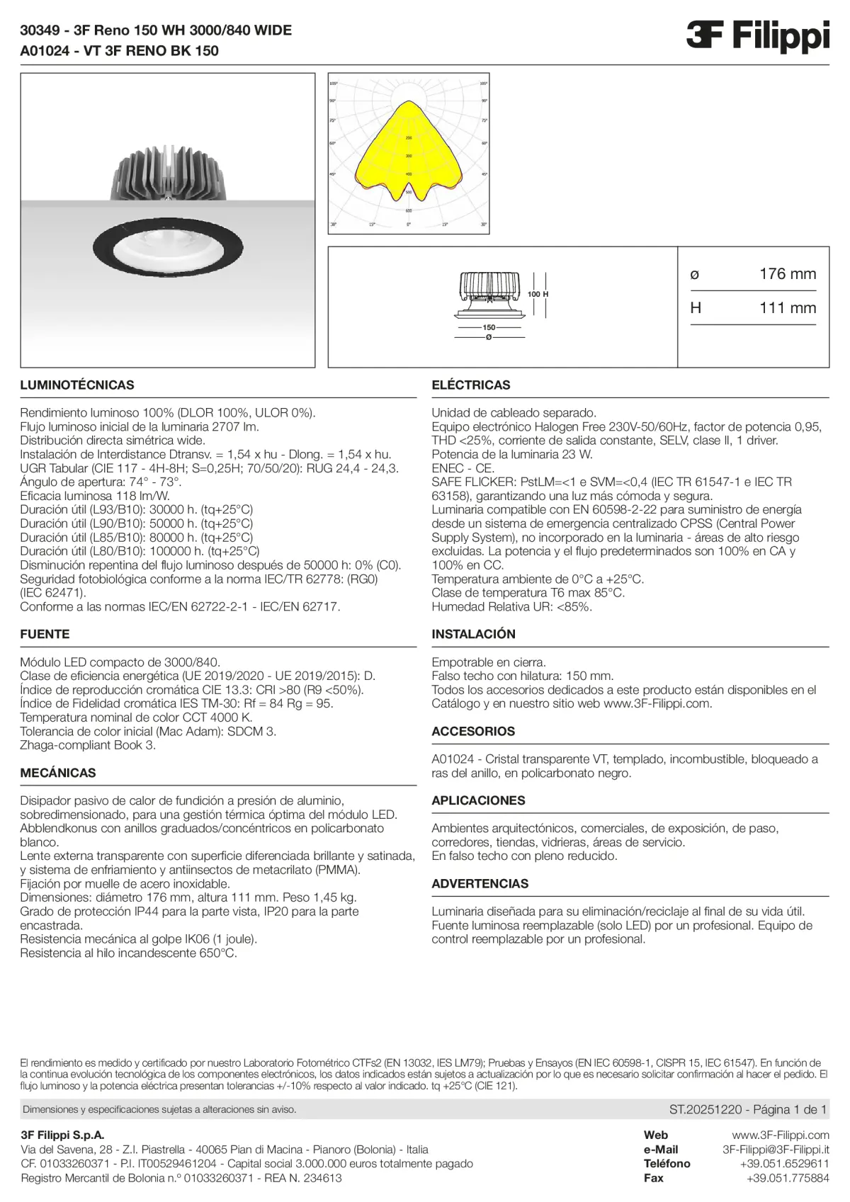 30349+A01024 - 3F Reno 150 WH 3000-840 WIDE + VT BK - Datasheet - es