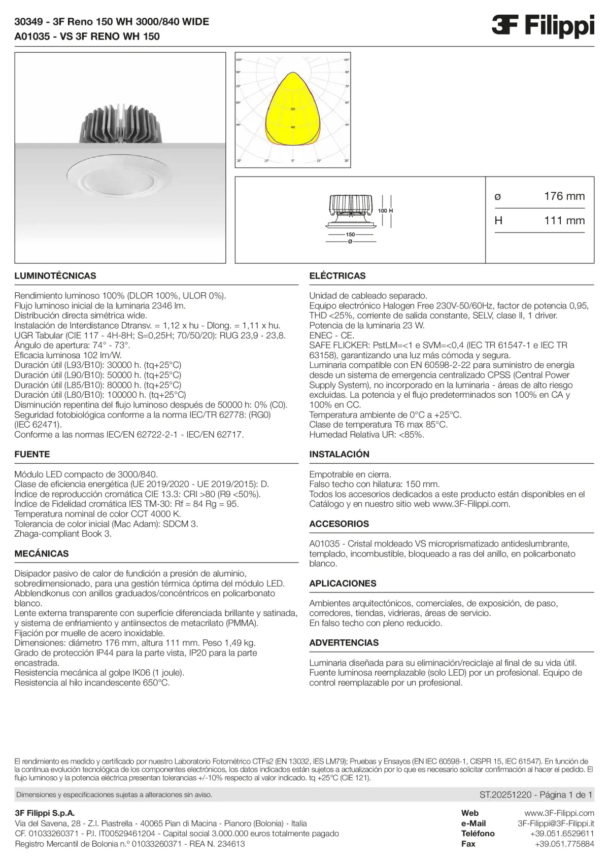 30349+A01035 - 3F Reno 150 WH 3000-840 WIDE + VS WH - Datasheet - es