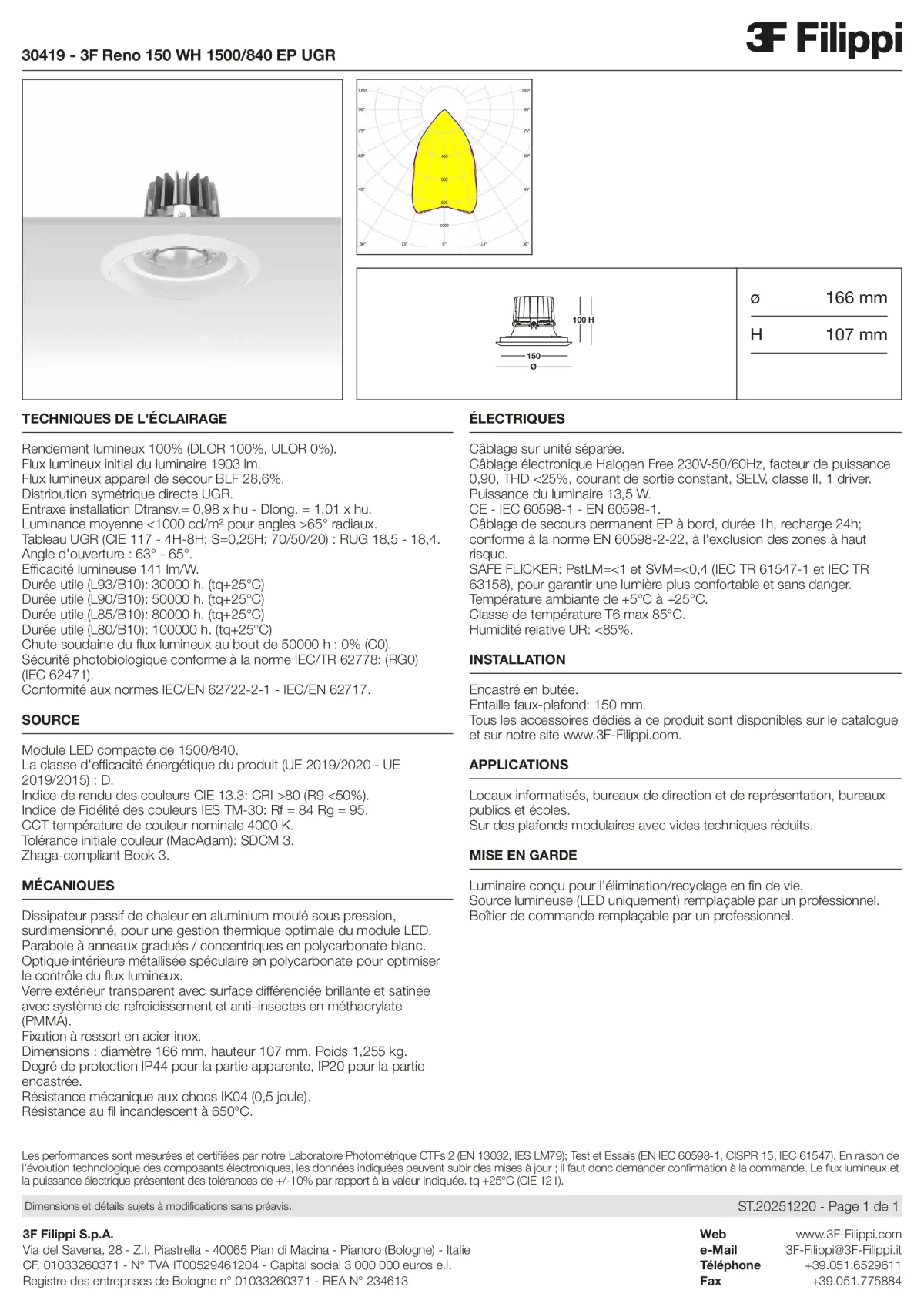 30419 - 3F Reno 150 WH 1500-840 EP UGR - Datasheet - fr