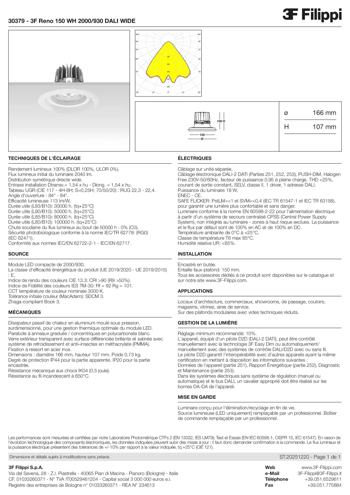 30379 - 3F Reno 150 WH 2000-930 DALI WIDE - Datasheet - fr