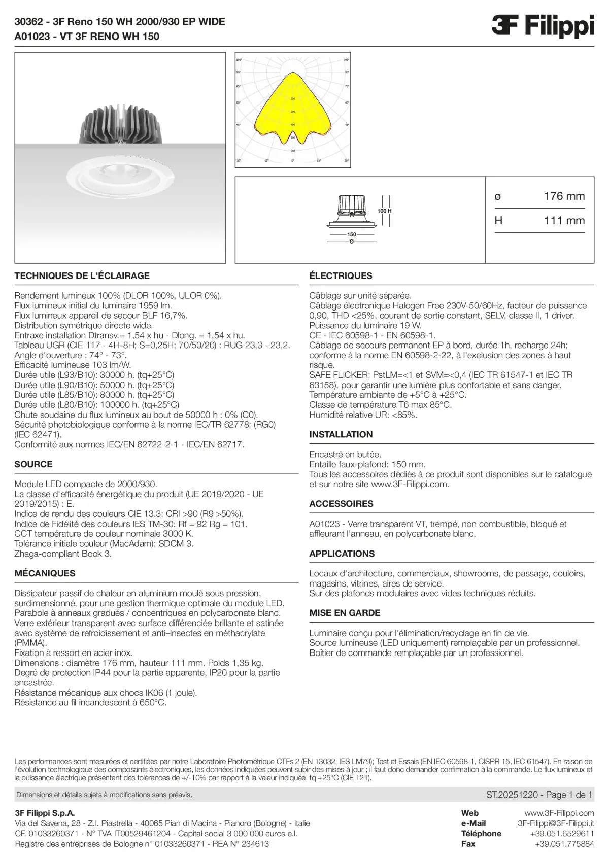 30362+A01023 - 3F Reno 150 WH 2000-930 EP WIDE + VT WH - Datasheet - fr