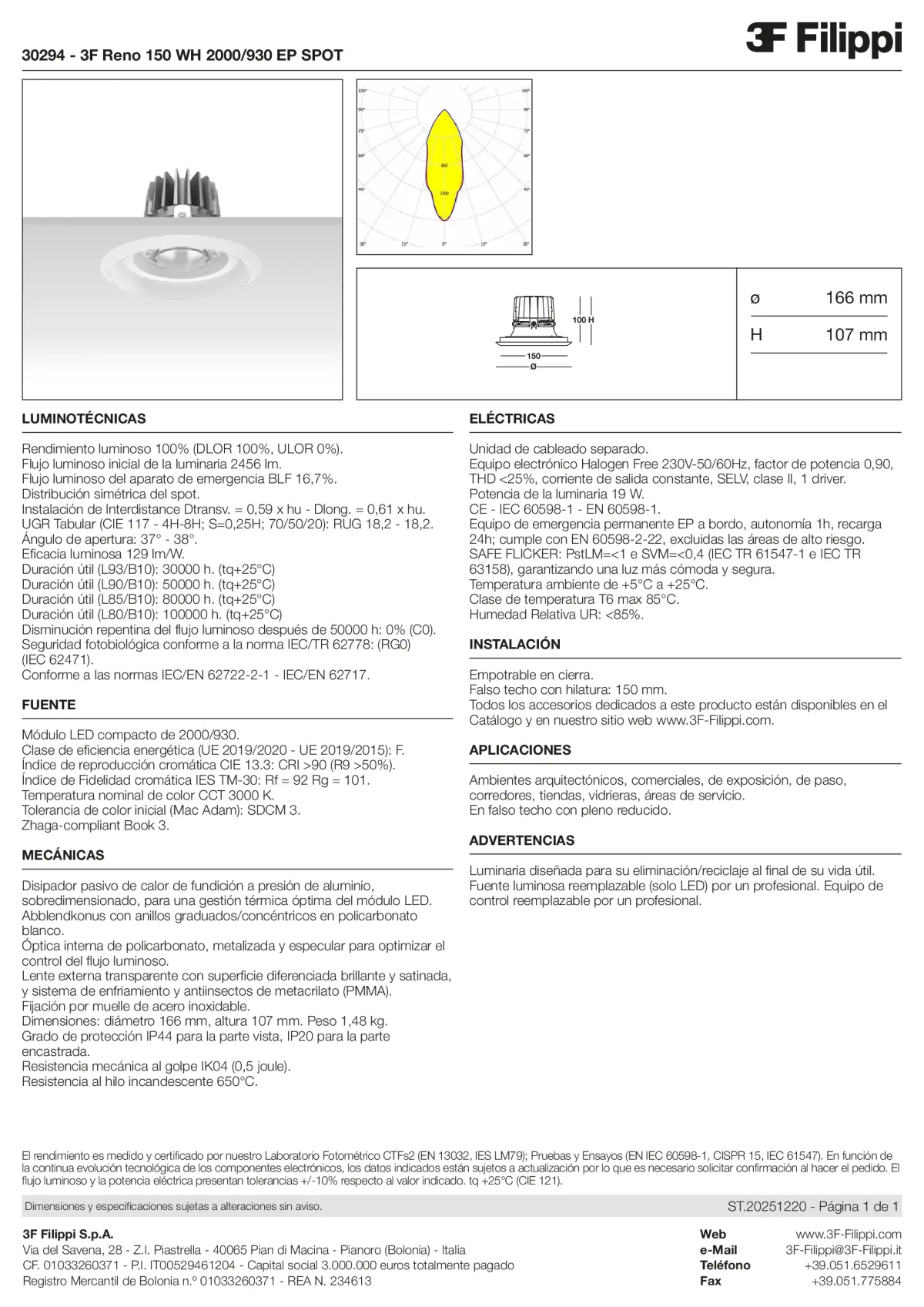 30294 - 3F Reno 150 WH 2000-930 EP SPOT - Datasheet - es