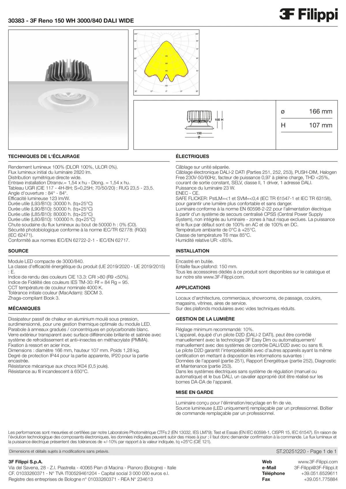 30383 - 3F Reno 150 WH 3000-840 DALI WIDE - Datasheet - fr