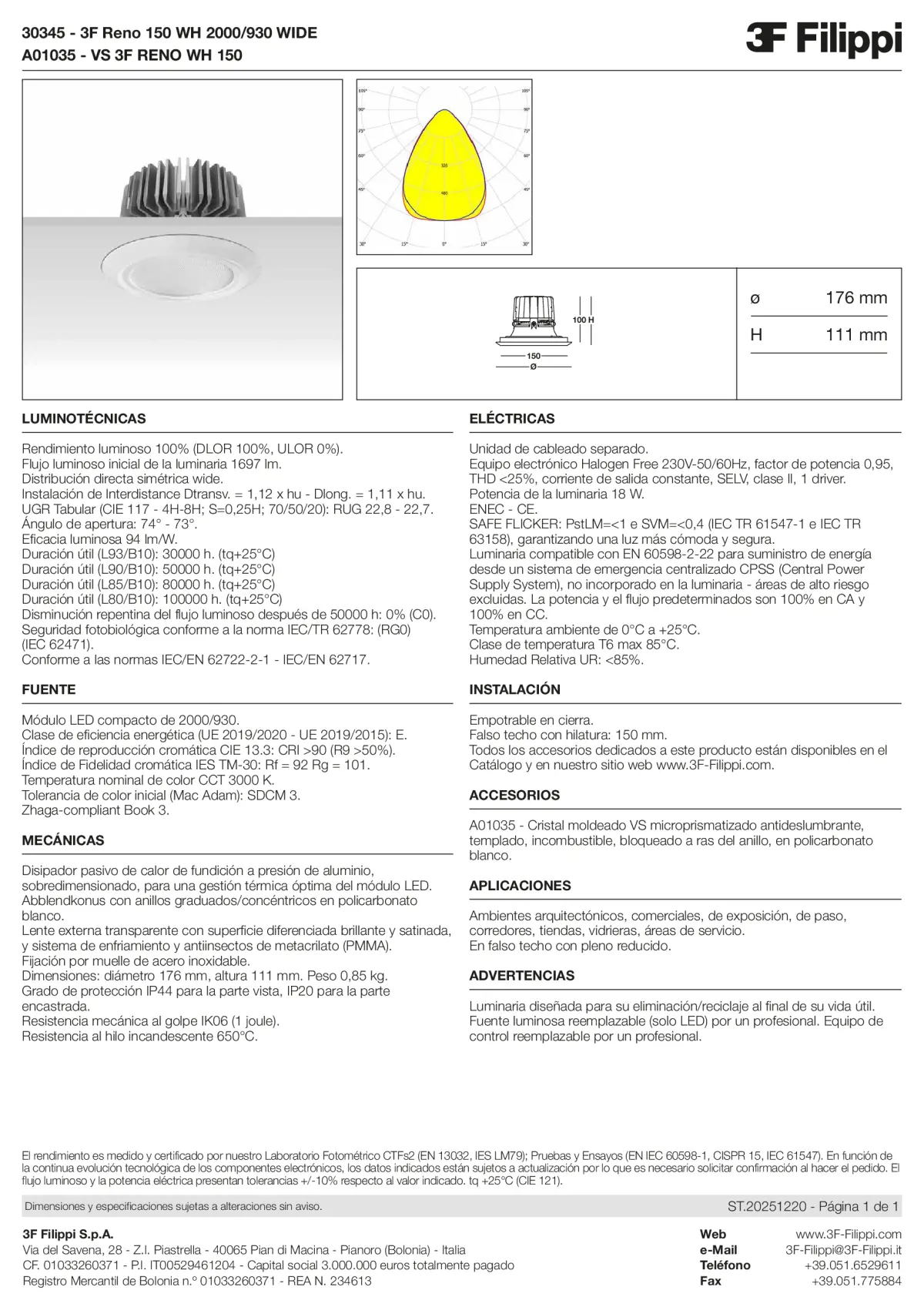 30345+A01035 - 3F Reno 150 WH 2000-930 WIDE + VS WH - Datasheet - es
