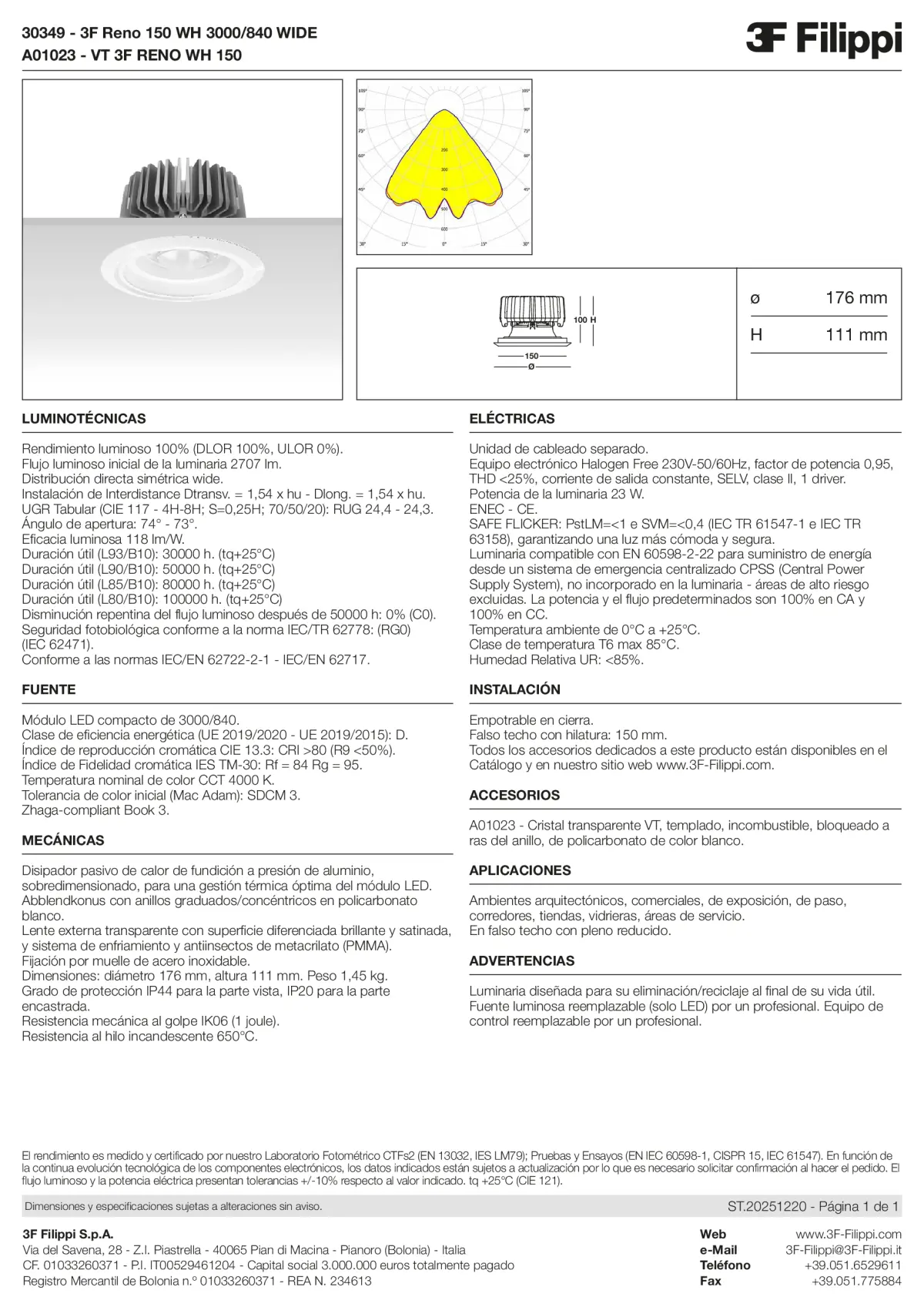30349+A01023 - 3F Reno 150 WH 3000-840 WIDE + VT WH - Datasheet - es