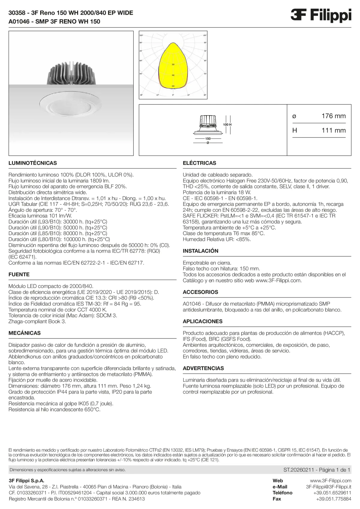30358+A01046 - 3F Reno 150 WH 2000-840 EP WIDE + SMP WH - Datasheet - es